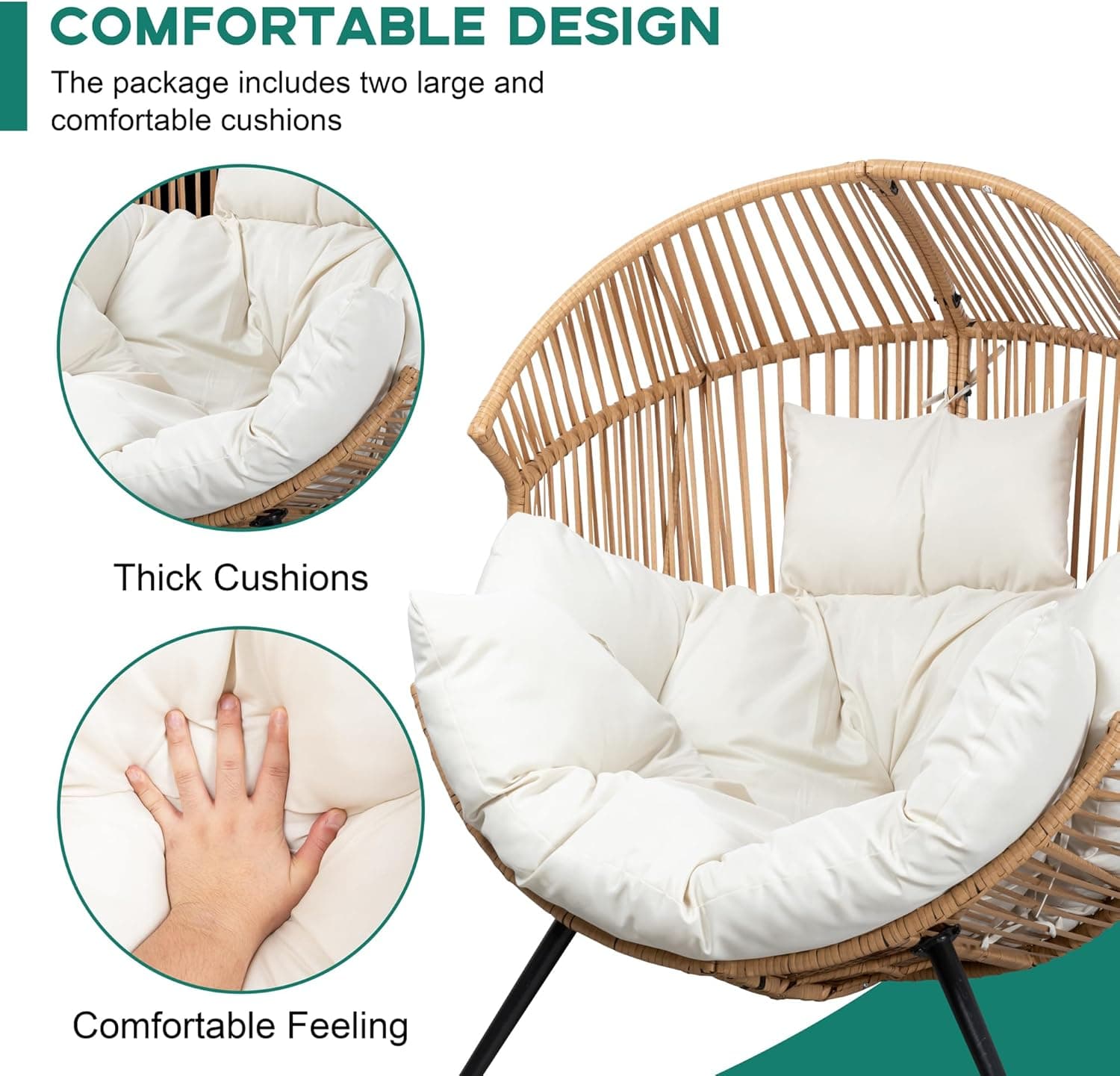Shintenchi Wicker Egg Chair with Cushion thumbnail 4