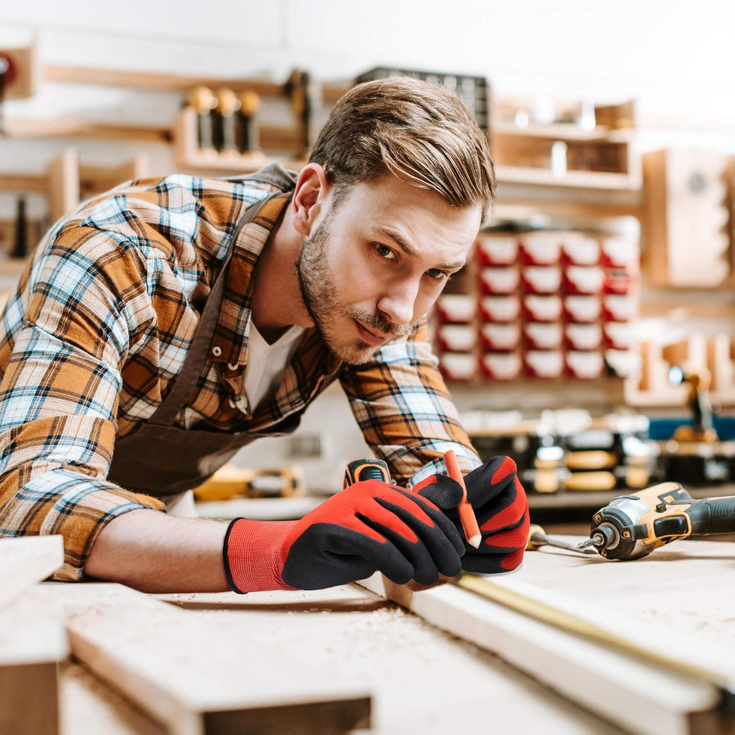 COOLJOB Gardening Gloves for Men, 2 Pairs Breathable Rubber Coated for Garden Weeding Landscaping, Outside Work for Lawn Yard, Men thumbnail 4