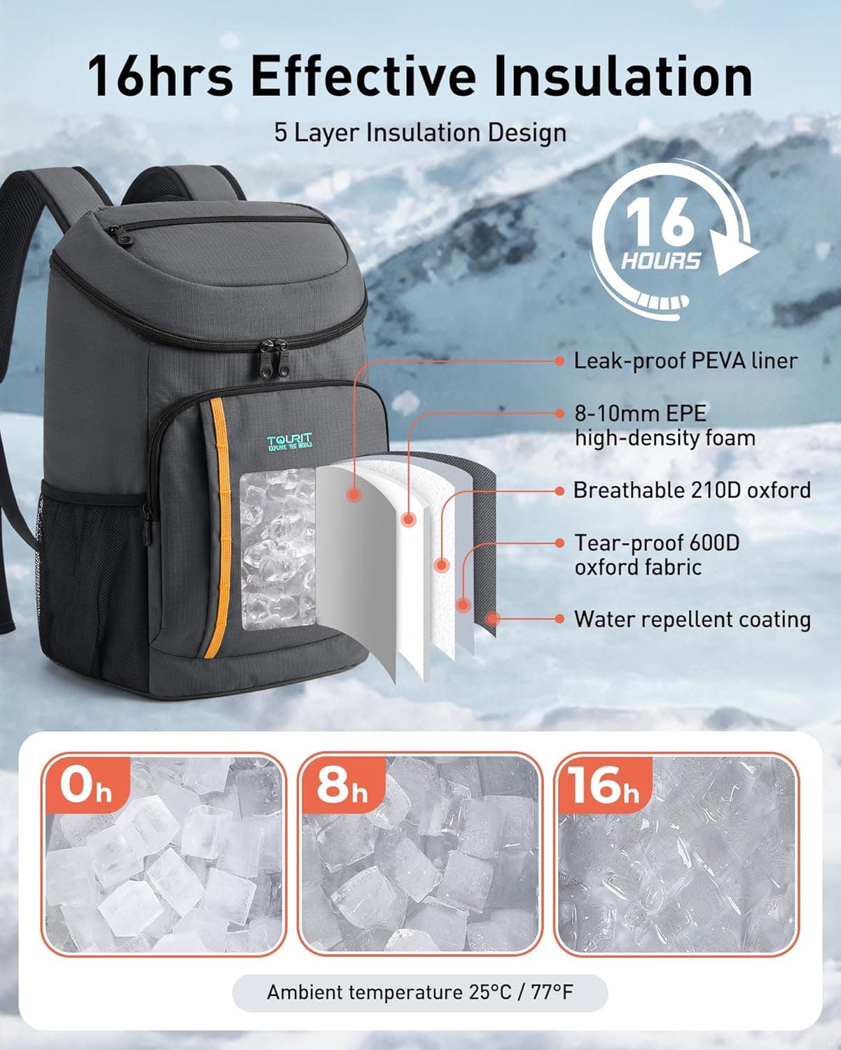 TOURIT Cooler Backpack Insulated 30 Cans thumbnail 3