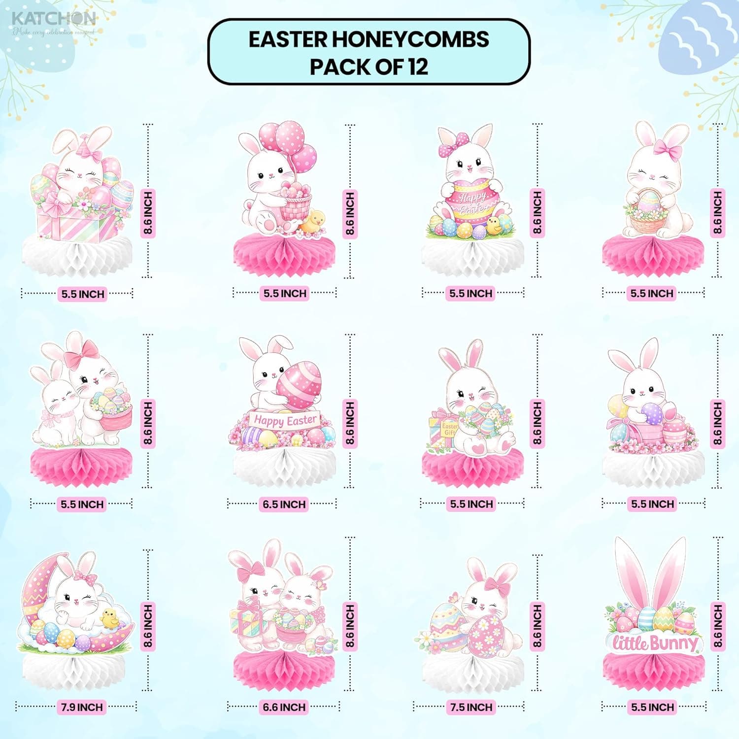 KatchOn, Easter Centerpieces for Tables - Pack of 12 | Bunny Easter Decorations For Home | 3D Honeycomb Easter Table Centerpieces and Decorations : Toys &amp; Games thumbnail 2