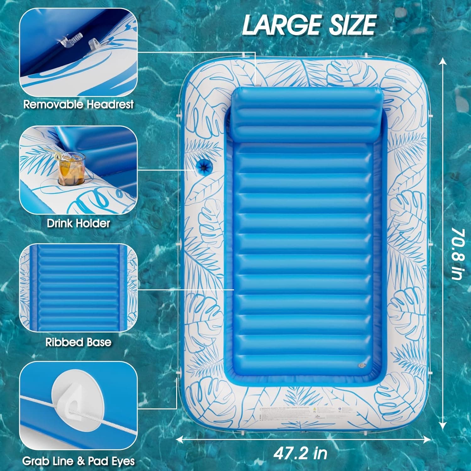 Inflatable Tanning Pool Lounger Float - Jasonwell 4 in 1 Sun Tan Tub Sunbathing Pool Lounge Raft Floatie Toys Water Filled Tanning Bed Mat Pad for Adult Blow Up Kiddie Pool Kids Ball Pit Pool (L) : Toys &amp; Games thumbnail 5