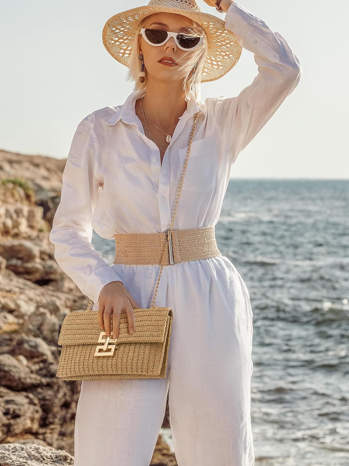 SWEETV Straw Purse Woven Beach Bag thumbnail 2