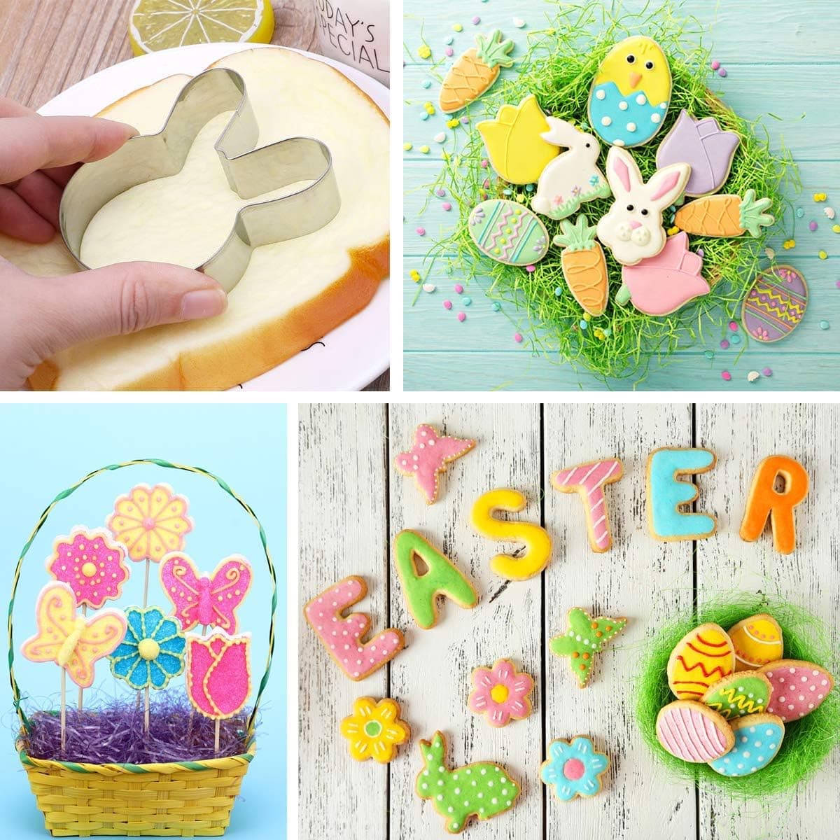 Easter Cookie Cutters, 5 Pieces Chick Carrot Egg Bunny Rabbite Shapes Metal Cookie Cutters Stainless Steel Sets Holiday Themed Baking Kit: Home &amp; Kitchen thumbnail 5