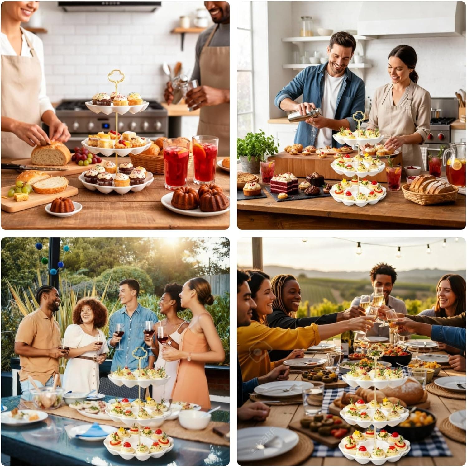 3 Tier Ceramic Easter Deviled Egg Platter 36 Hole Deviled Egg Tray Container, Detachable Eggs Holder Tower for Easter Party Food Container for Kitchen Countertop Microwave Dishwasher Freezer : Home &amp; Kitchen thumbnail 4