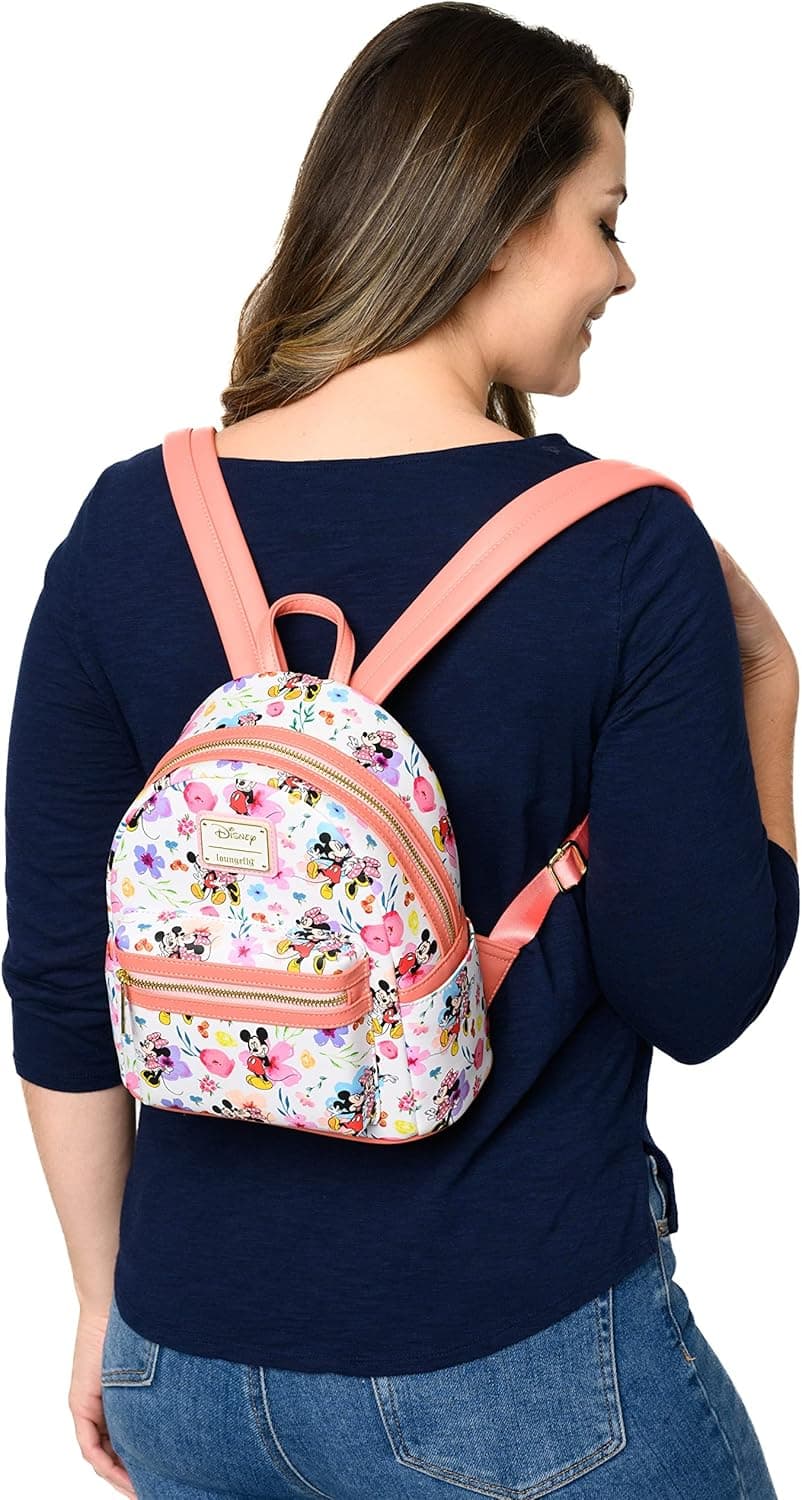 Loungefly Disney Mickey Minnie Mouse Mini Backpack Handbag AOP Floral thumbnail 5