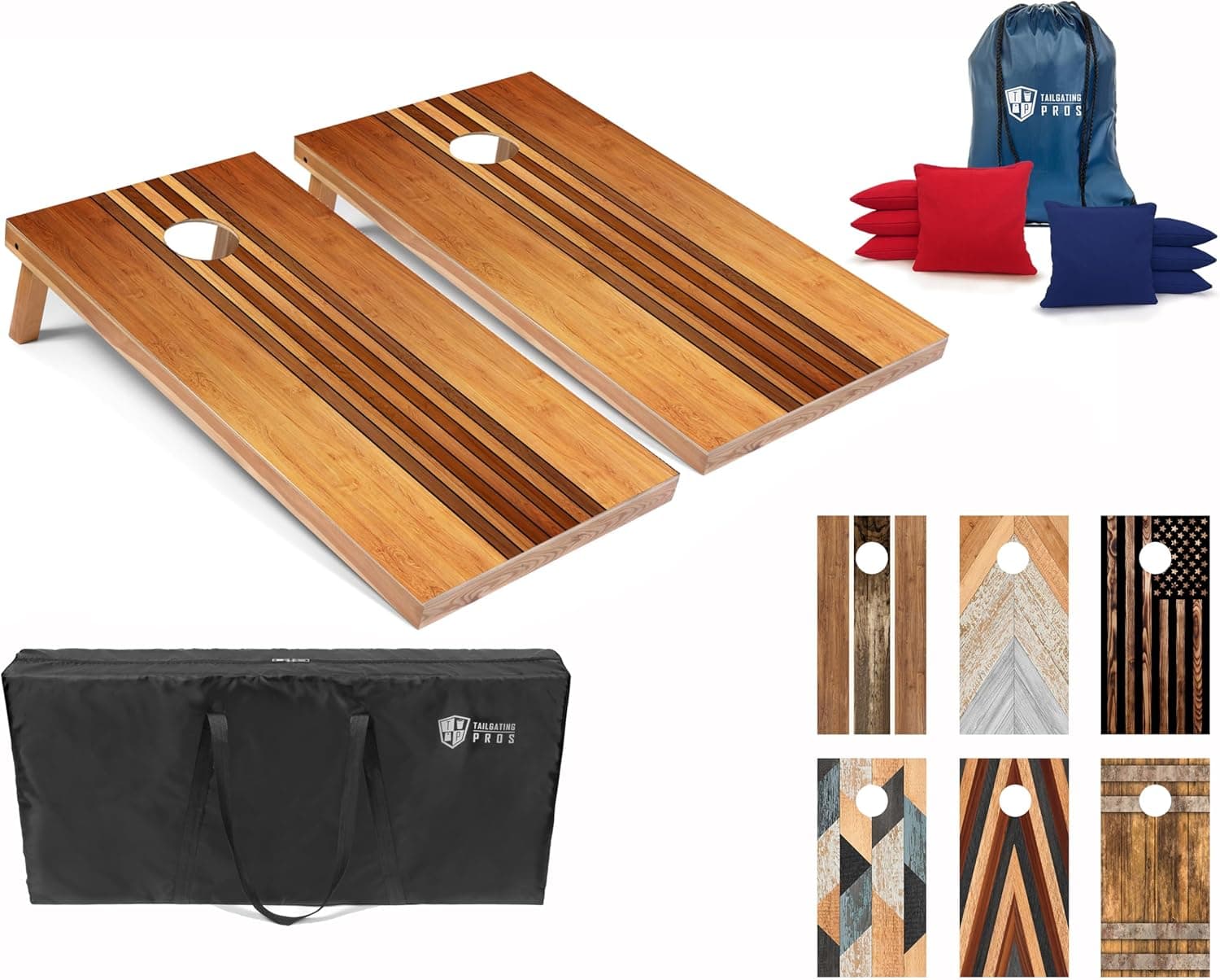 Tailgating Pros Cornhole Boards 4x2 Official Regulation Size – Wooden Design Cornhole Game Set with 8 Bean Bags, Carrying Case &amp; Tote – Outdoor Tailgate Yard Game : Sports &amp; Outdoors — Spring Gift Ideas gift idea