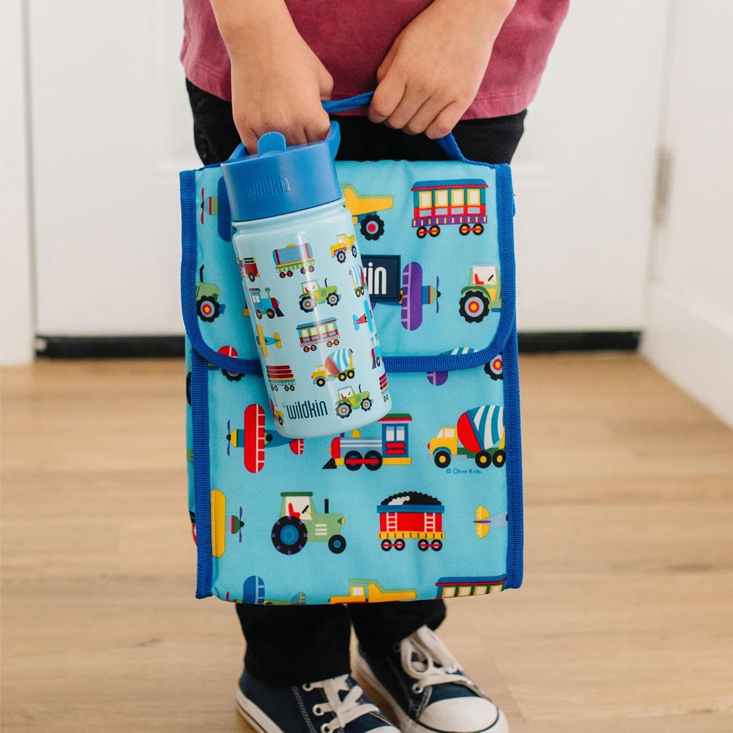 Wildkin Kids 14oz Stainless Steel Water Bottle - Trains, Planes & Trucks thumbnail 2