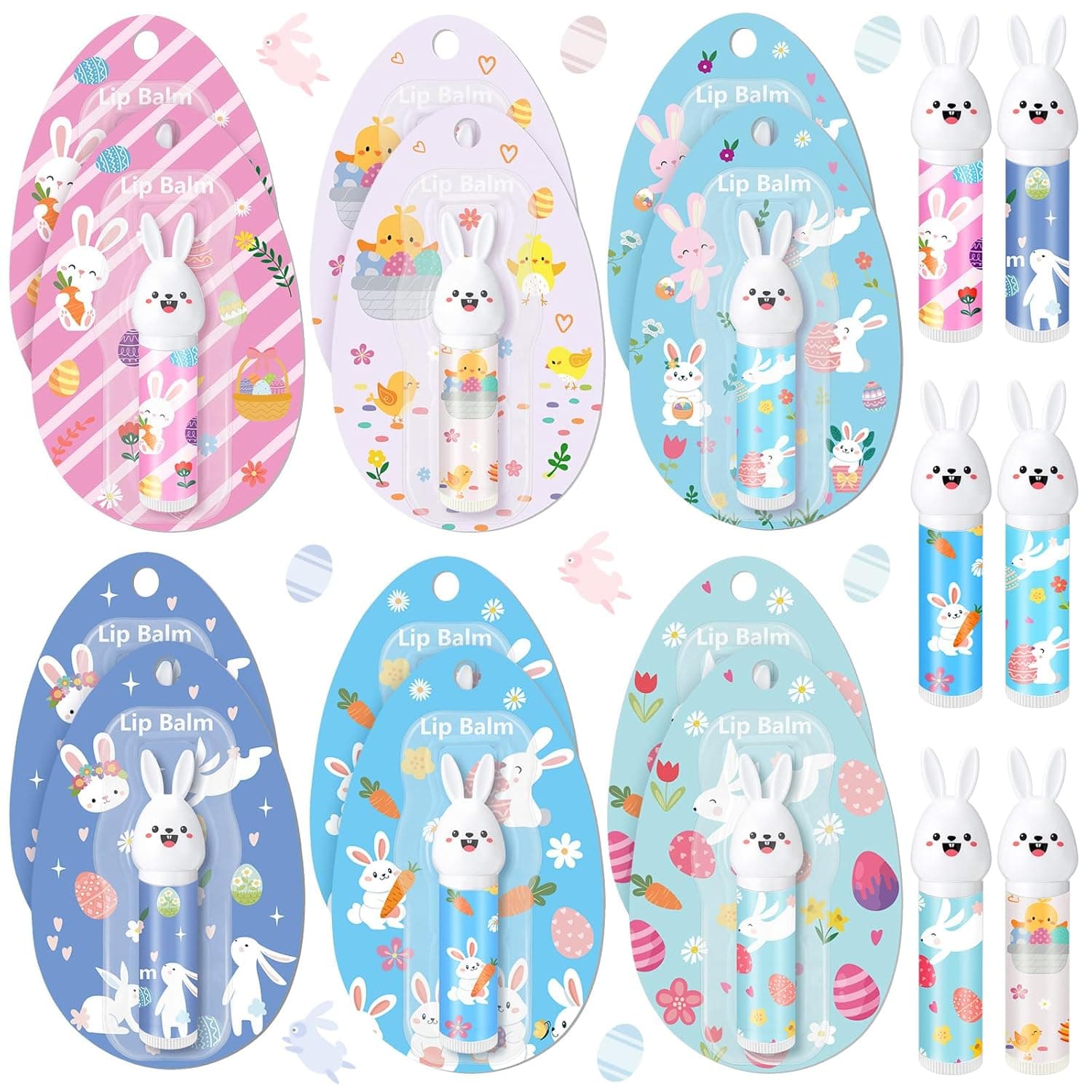 Loopeer 12 Pcs Easter Basket Stuffers Bunny Lip Balm thumbnail 2