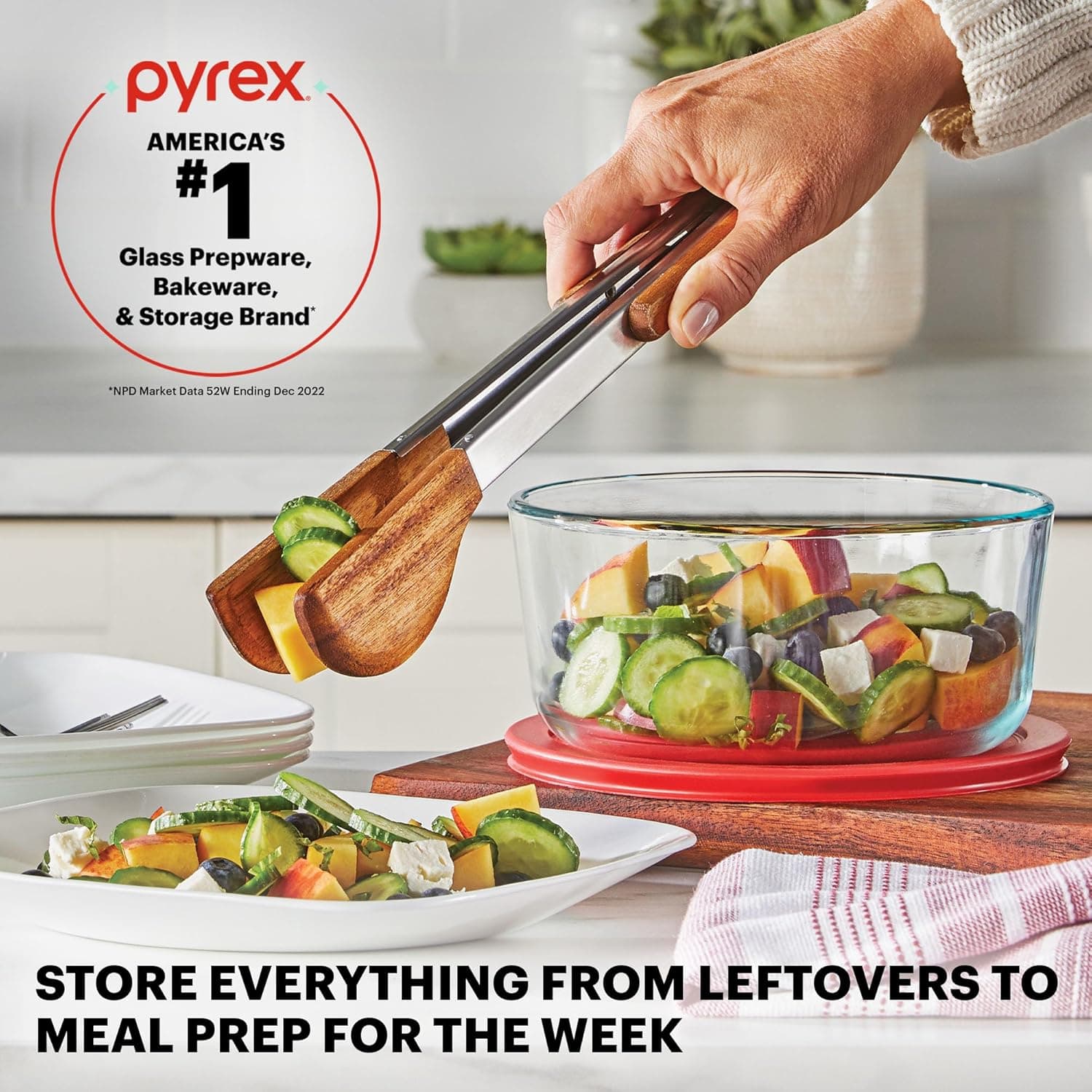 Pyrex Simply Store (9-Pack) Mixed Sized Glass Food Storage Set, Round &amp; Rectangular Containers With Plastic Lids, BPA-Free, Dishwasher &amp; Microwave Safe : Home &amp; Kitchen thumbnail 5