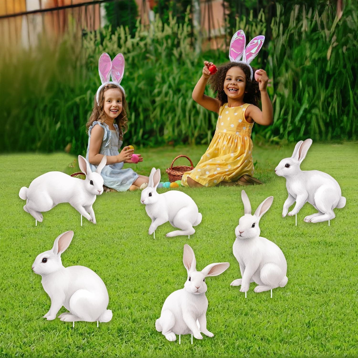 6 PCS Easter Bunny Outdoor Lawn Signs with Stakes — Easter Gifts gift idea