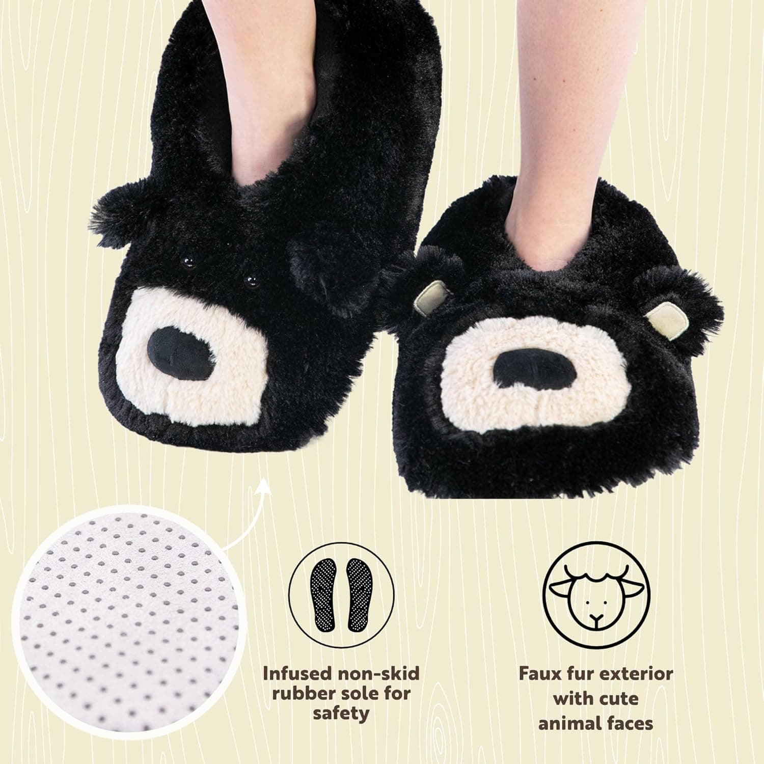 Lazy One Animal Critter Bear Slippers for Kids and Adults thumbnail 5