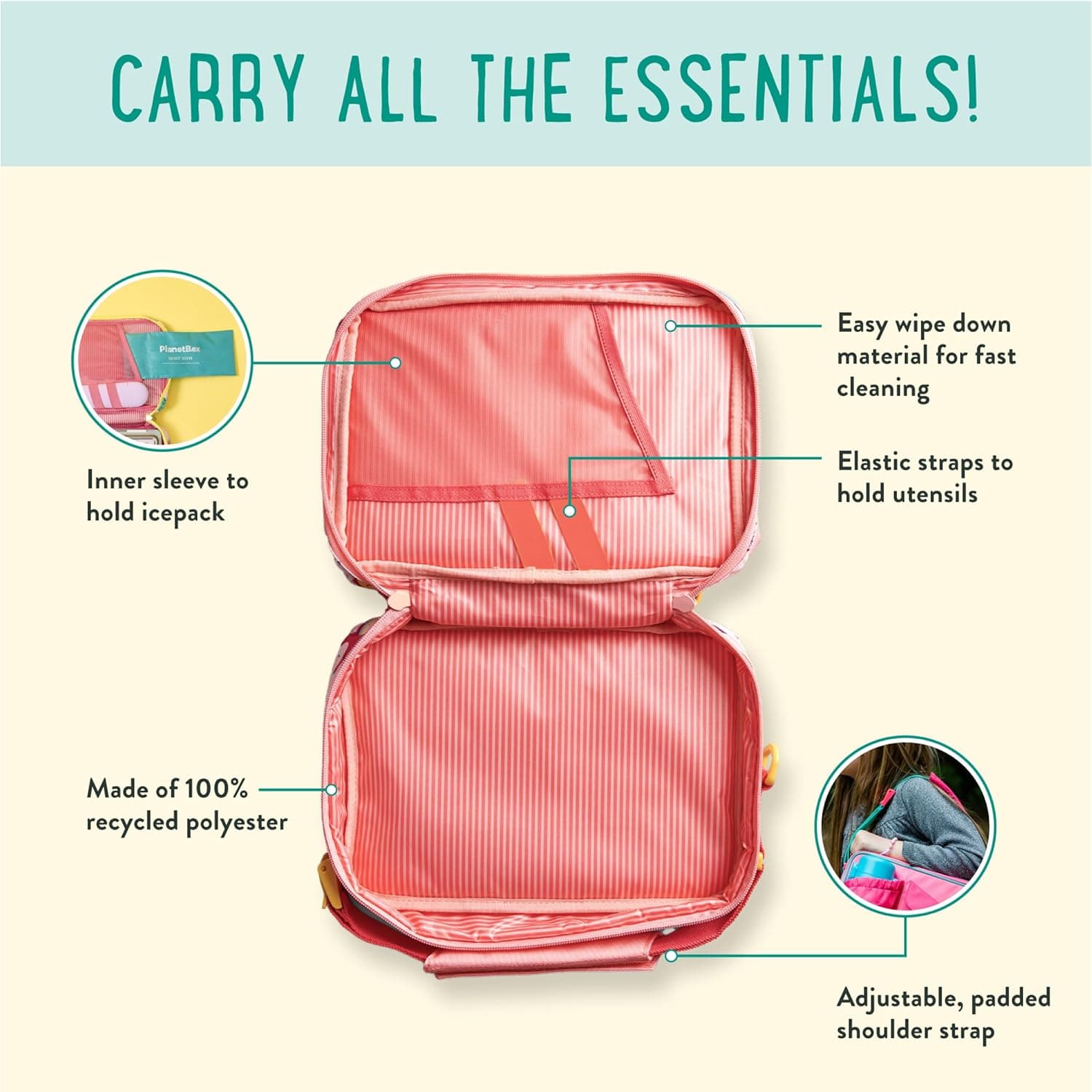 PlanetBox Rover Stainless Steel Bento Box Lunch Kit with Mermaid Lagoon Magnets thumbnail 3