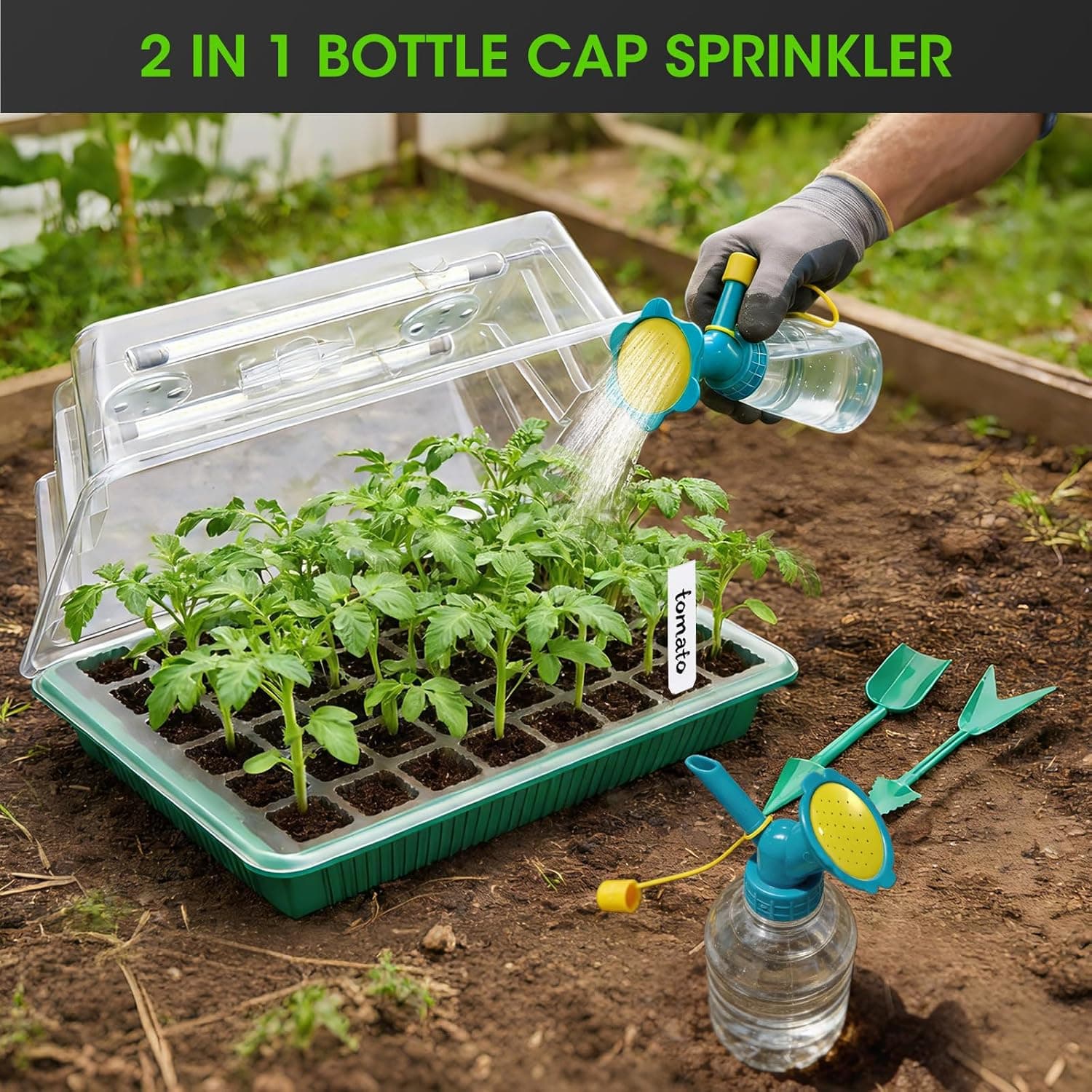 Seed Starter Tray with Grow Light, 2 Pack 80-Cell Seedling Starter Kit with Smart Timer &amp; Humidity Dome, Indoor Plant Germination Kit with 100pcs Nursery Bags &amp; 2-in-1 Sprinkler for Seed Starting : Patio, Lawn &amp; Garden thumbnail 4