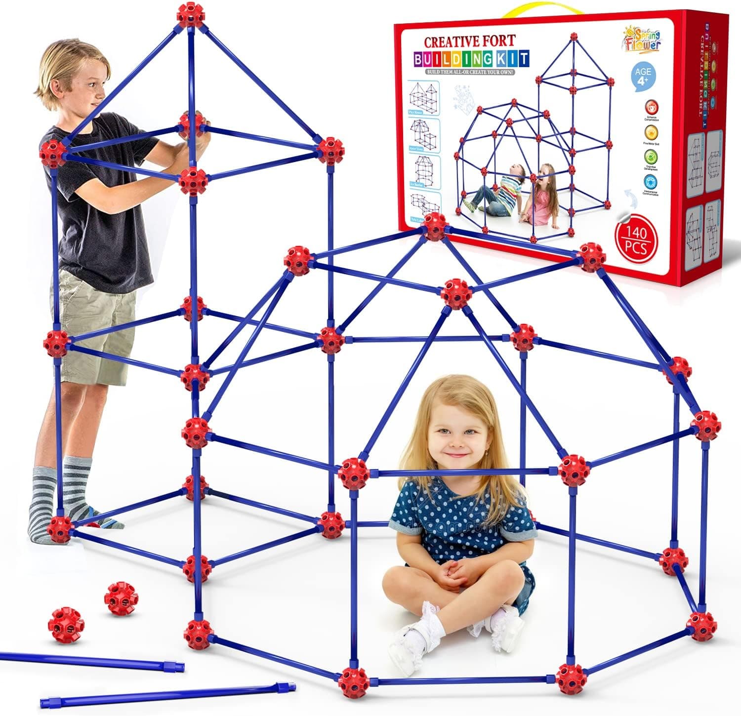 Fort Building Kit for Kids - 140 Piece STEM Construction Set — Easter Gifts gift idea