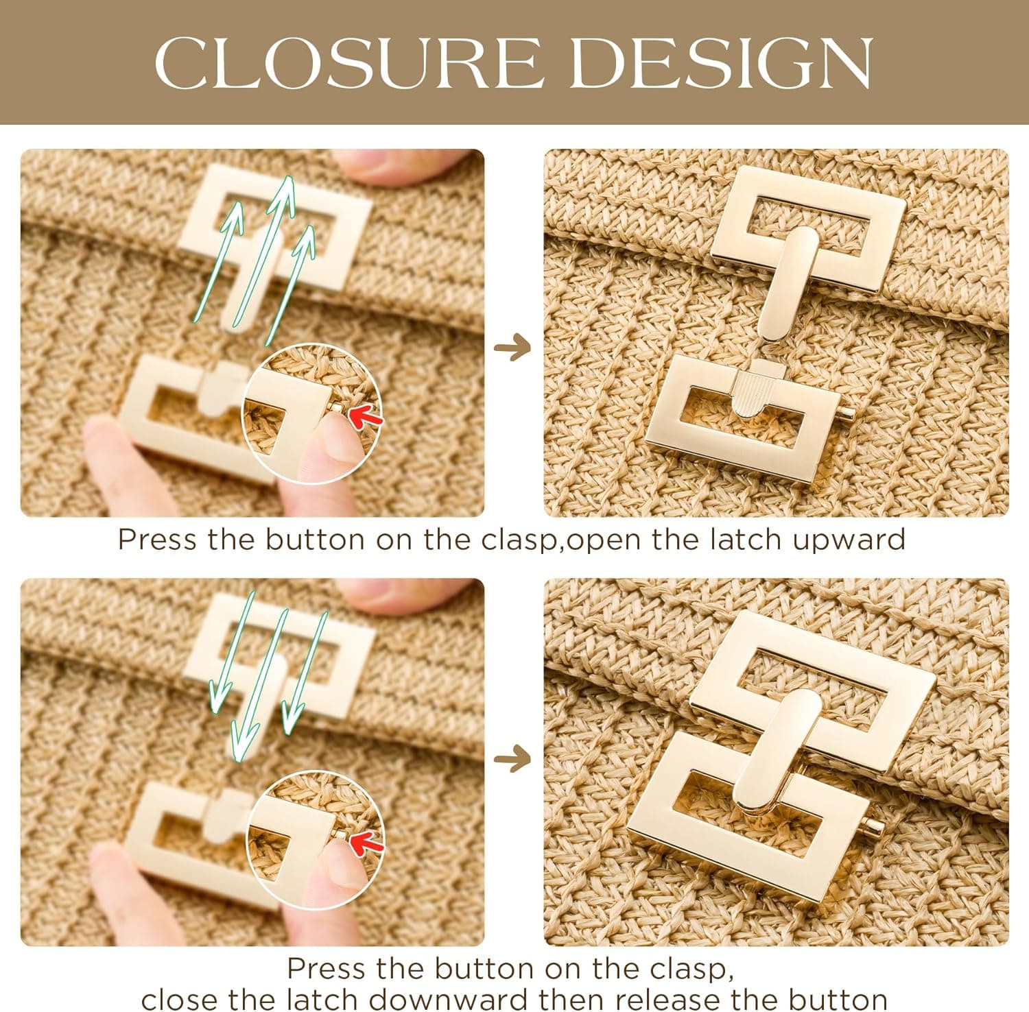 SWEETV Straw Purse Woven Beach Bag thumbnail 5