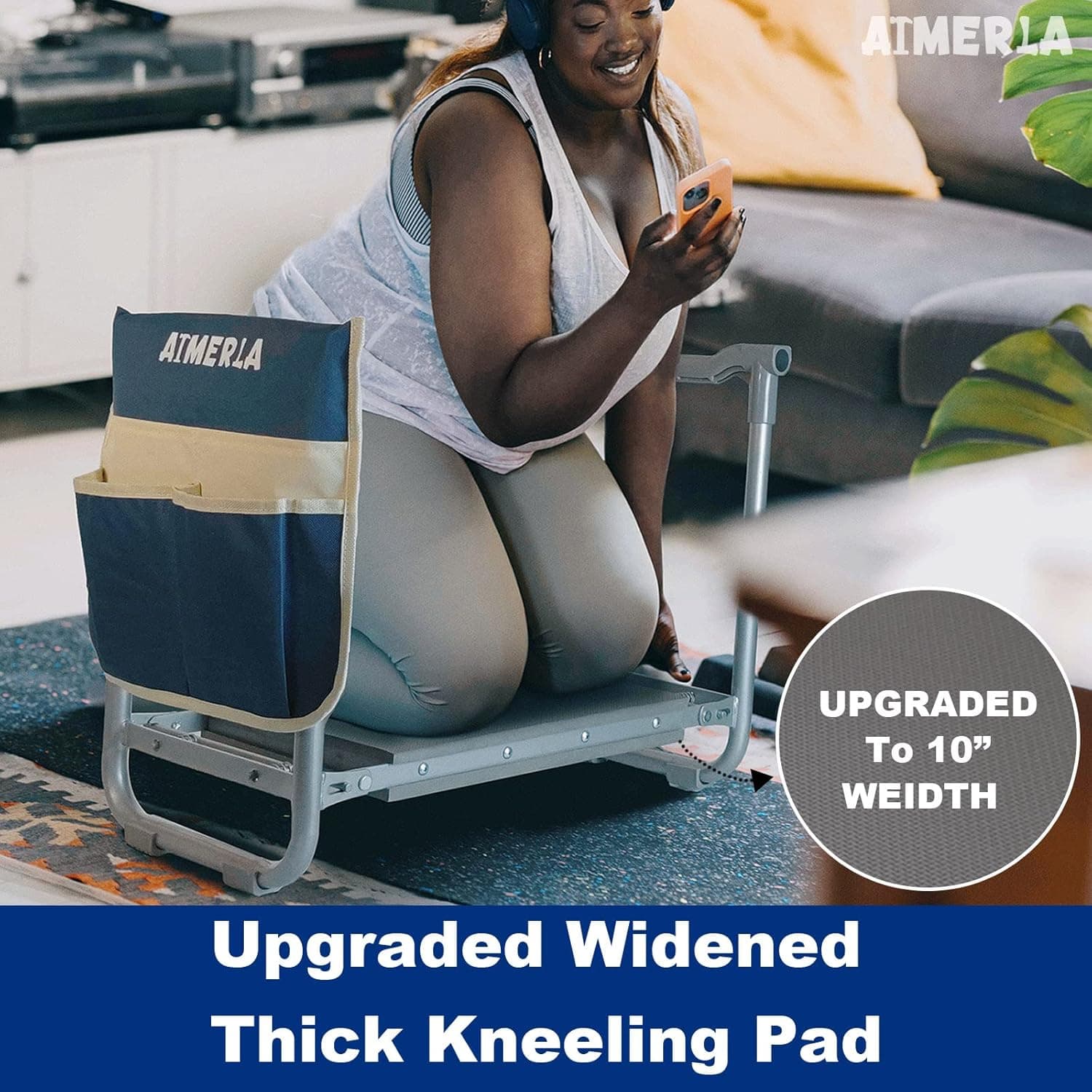 Aimerla Foldable Garden Kneeler Seat Heavy Duty [Upgraded Widened Thick Kneeling Pad] Garden Stool with Large Garden Tool Bags with Pockets - Portable Garden Bench Gardening Gifts for Parents : Patio, Lawn &amp; Garden thumbnail 5