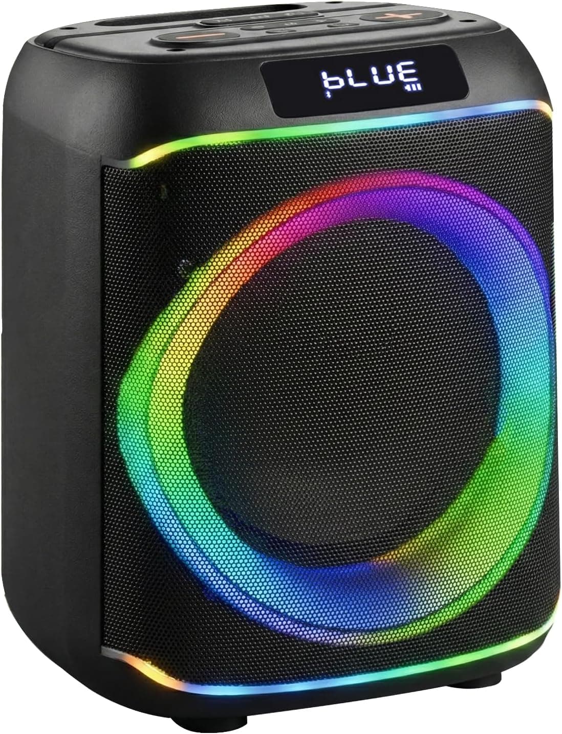 QAU Portable Speaker, 80W Outdoor Speakers with Rich Bass, RGB Lights, Colorful Light, TWS Pairing, EQ, Outdoor Speakers for Home Party Gift (Black) : Electronics image 1