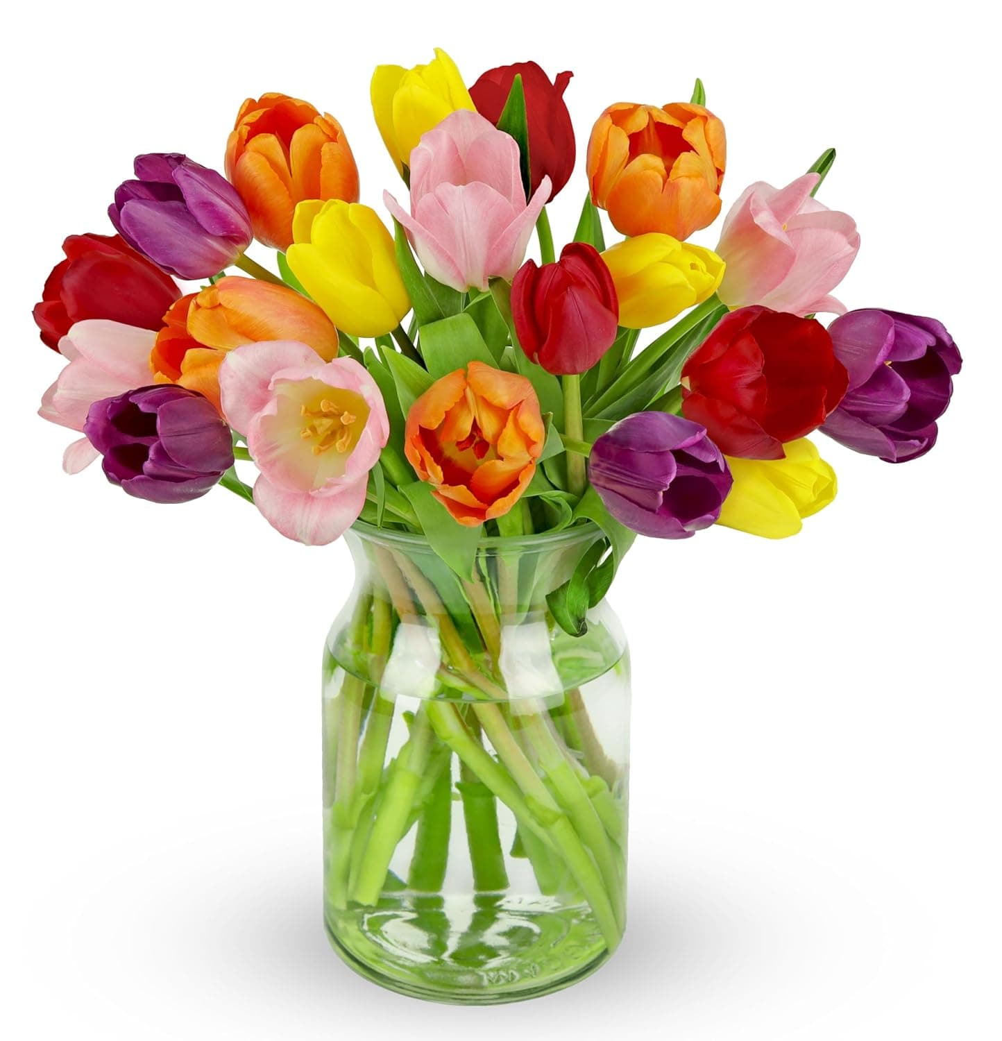 Benchmark Bouquets Rainbow Tulips with Glass Vase image 1