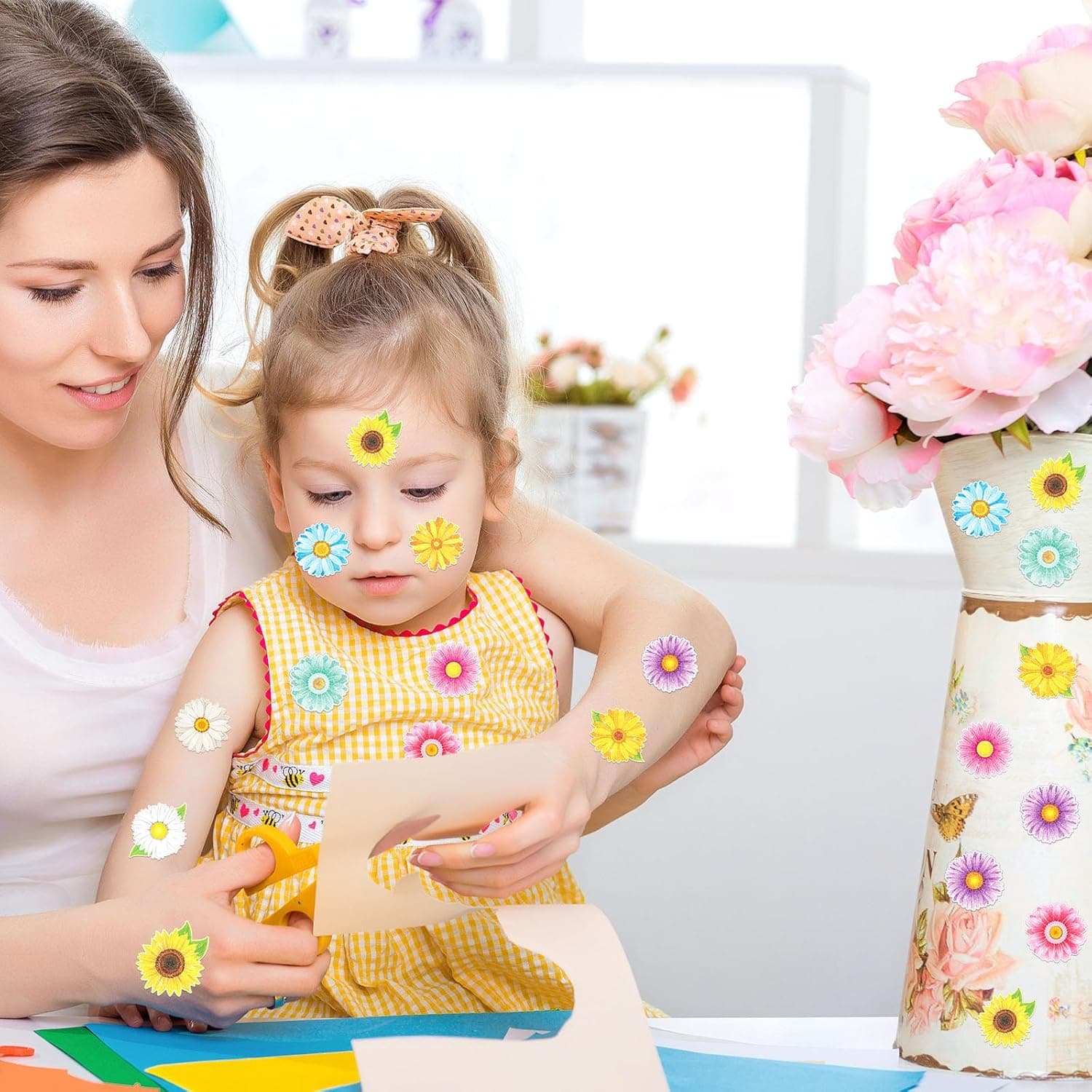 Flower Sticker Glitter Roll - Spring Daisy Sunflower Self-Adhesive Stickers thumbnail 5