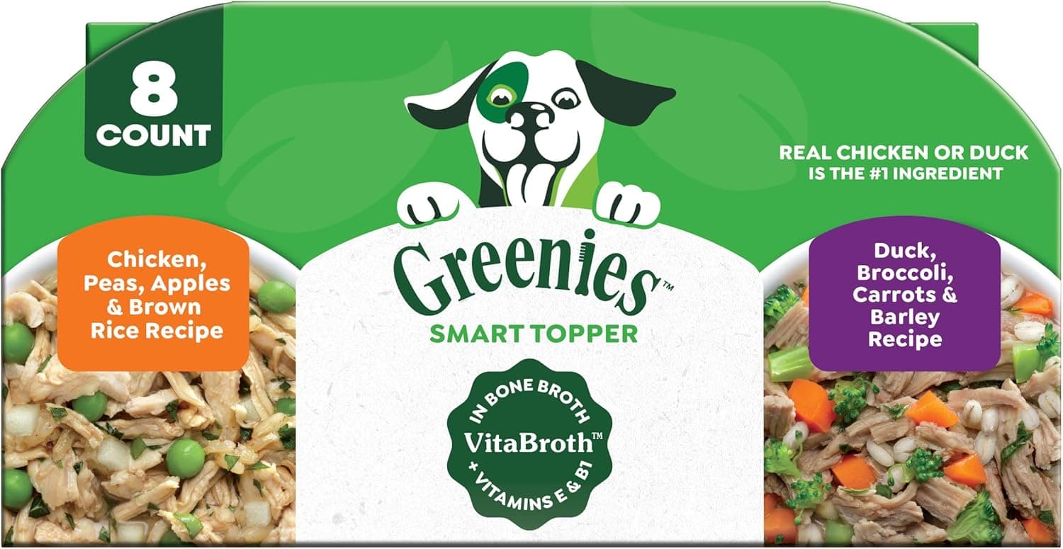 Greenies Smart Topper High Protein Wet Mix-in for Dogs, Chicken, Peas, Apples, and Brown Rice Recipe &amp; Duck, Broccoli, Carrots and Barley Recipe Variety Pack with Whole Grains, 8 Trays of 2 oz.: Pet Supplies: Amazon.com — Easter Gifts gift idea