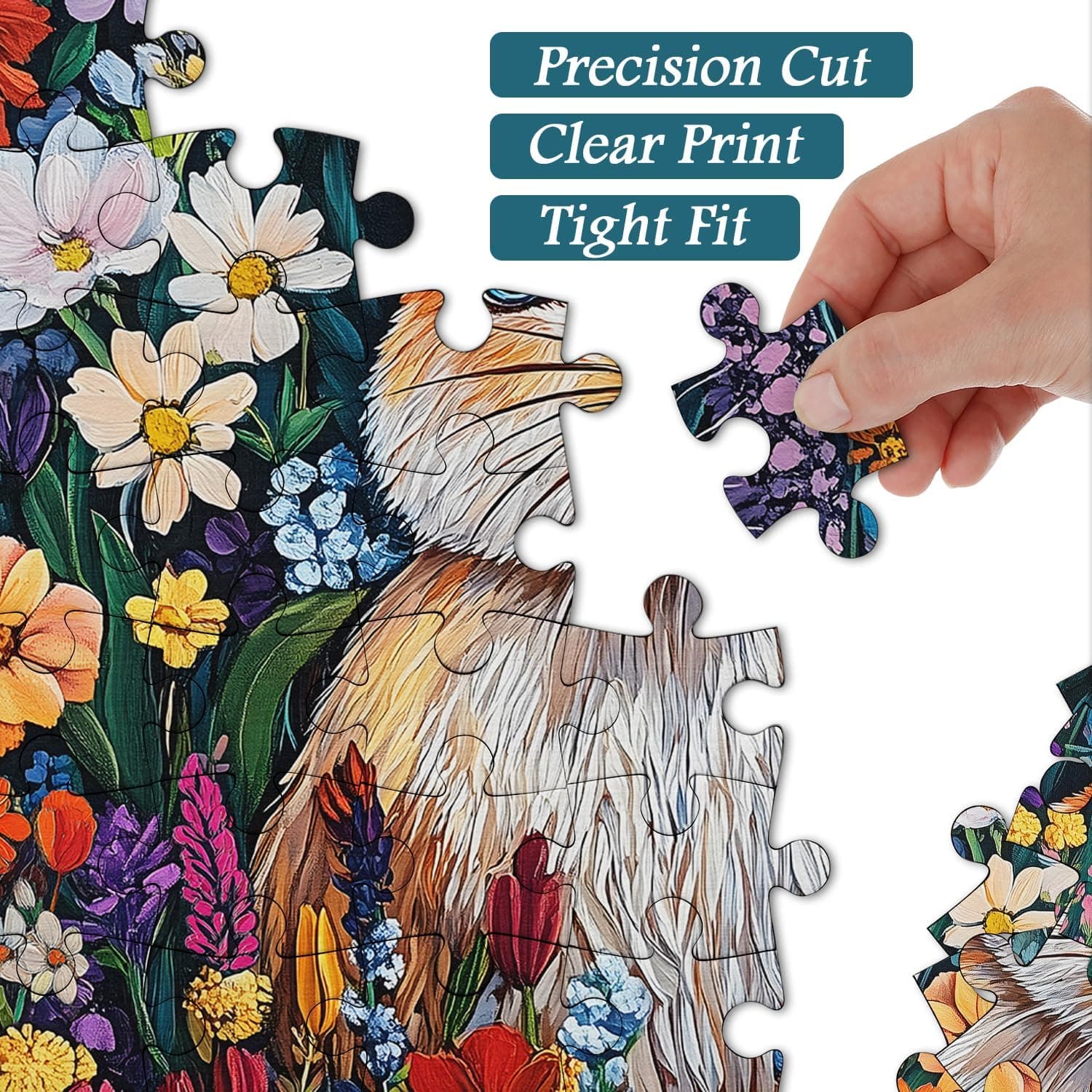 PICKFORU Bunny Puzzles for Adults, Spring Flower Jigsaw Puzzles 1000 Pieces Rabbit Garden, Colorful Easter Puzzle as Flower Wall Art : Toys &amp; Games thumbnail 3