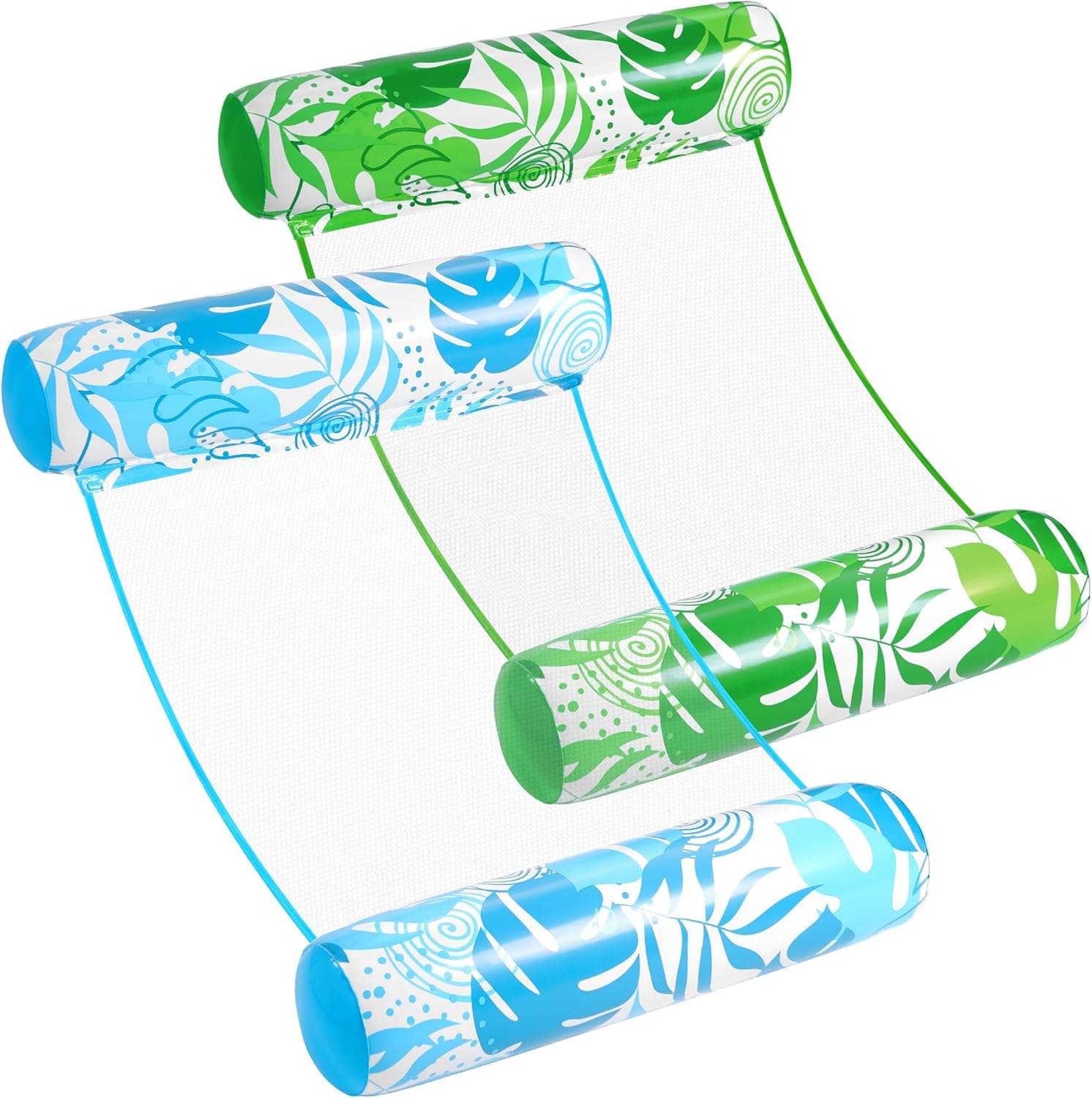Tropical Leaves Hammock Pool Float Set (Blue & Green) — Spring Gift Ideas gift idea