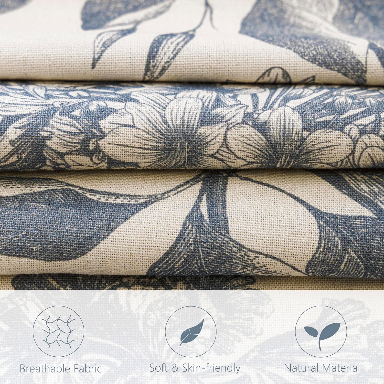 Set of 2 Linen Floral Vintage Throw Pillow Covers - 22x22 Inch thumbnail 2