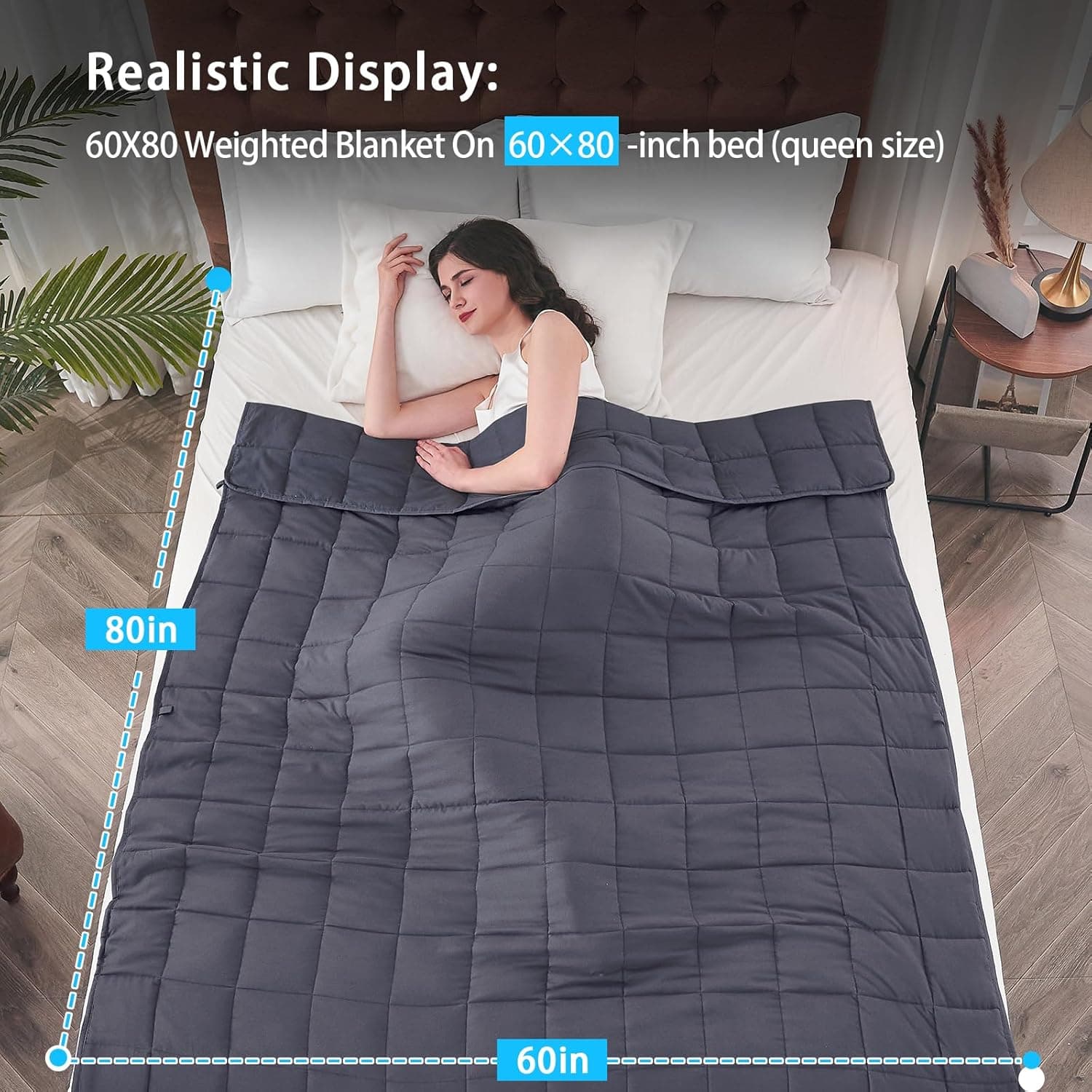 Yescool Weighted Blanket for Adults - 20 lbs, Cooling Grey thumbnail 2