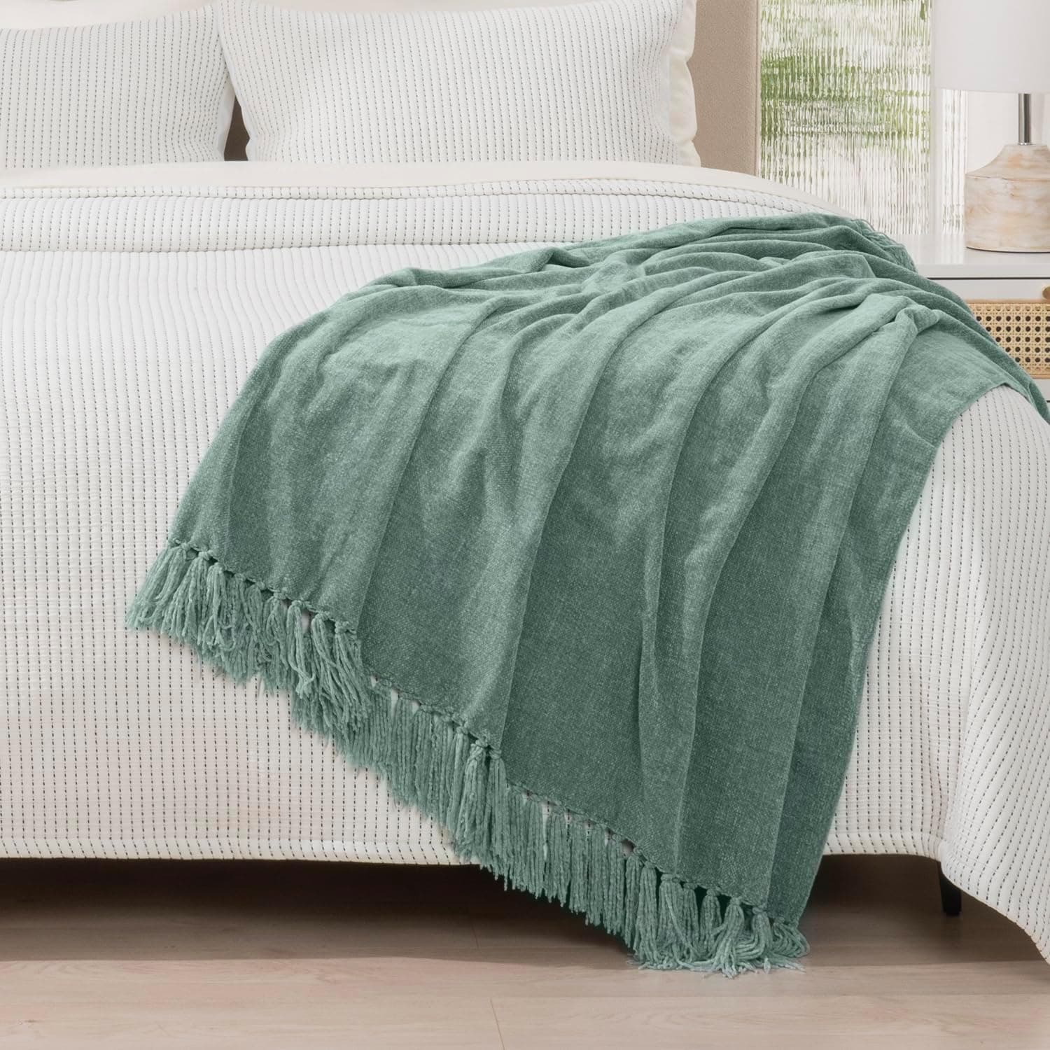 RECYCO Soft Cozy Chenille Throw Blanket with Fringe Tassel thumbnail 5