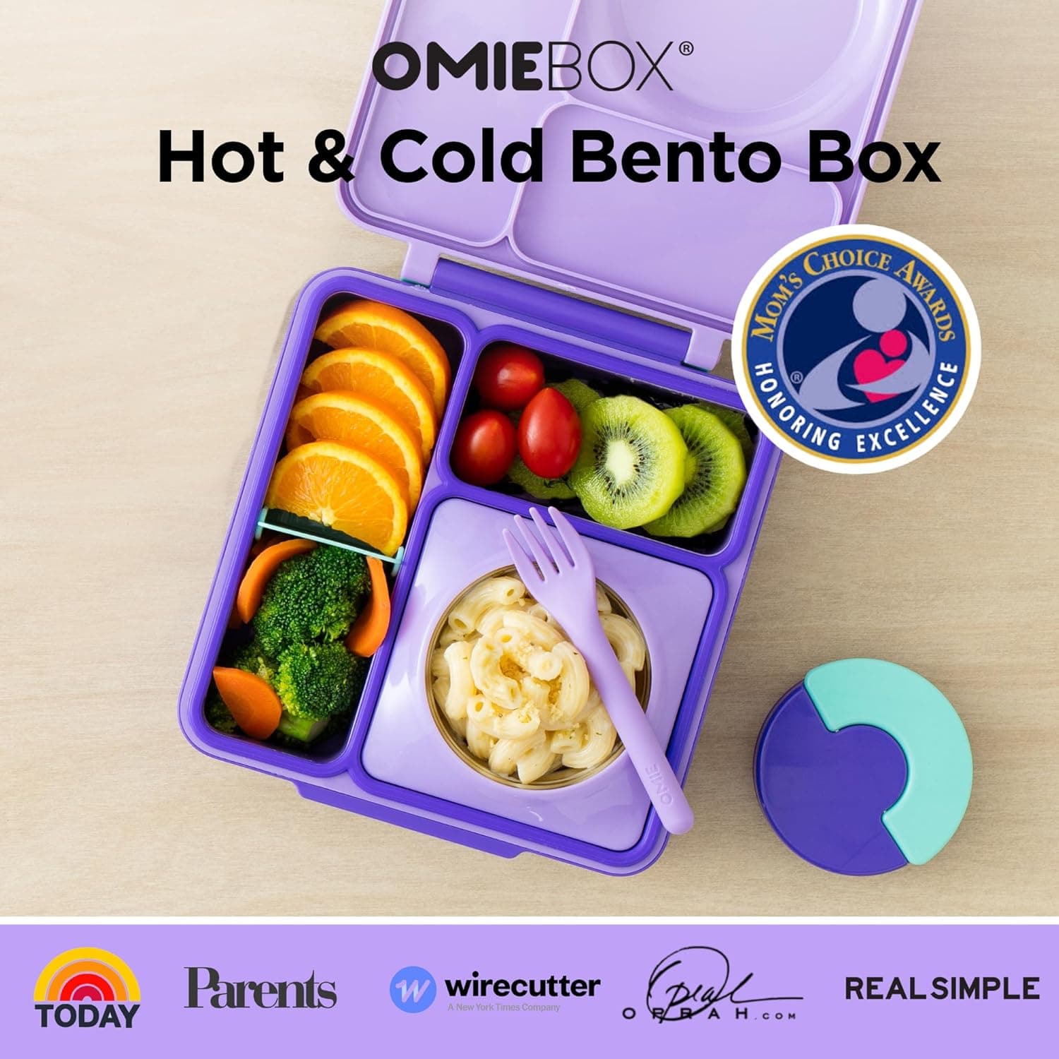 OmieBox Insulated Bento Lunch Box for Kids - Purple Plum thumbnail 2