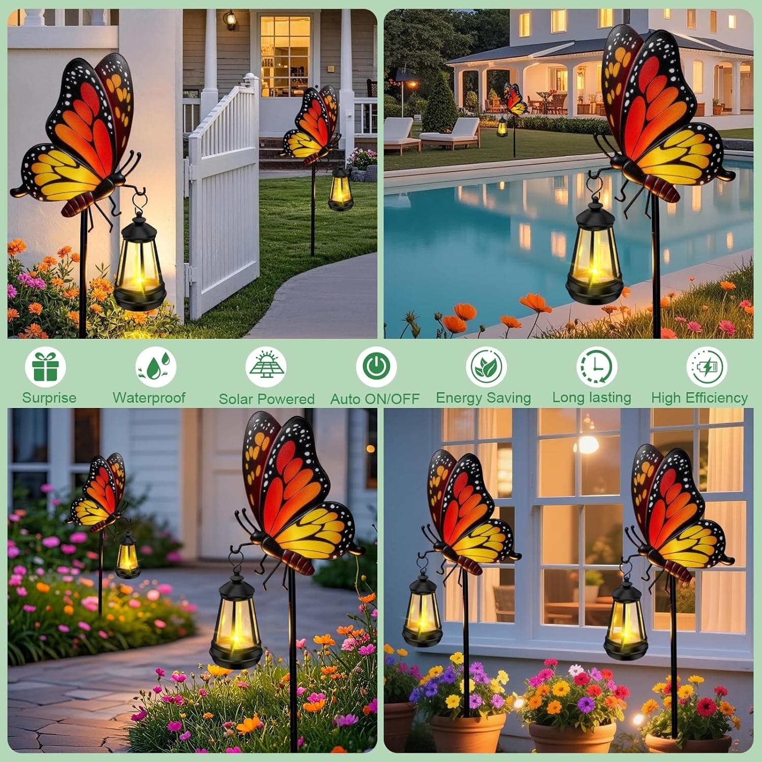 Solar Butterfly Garden Stakes with Lights thumbnail 4