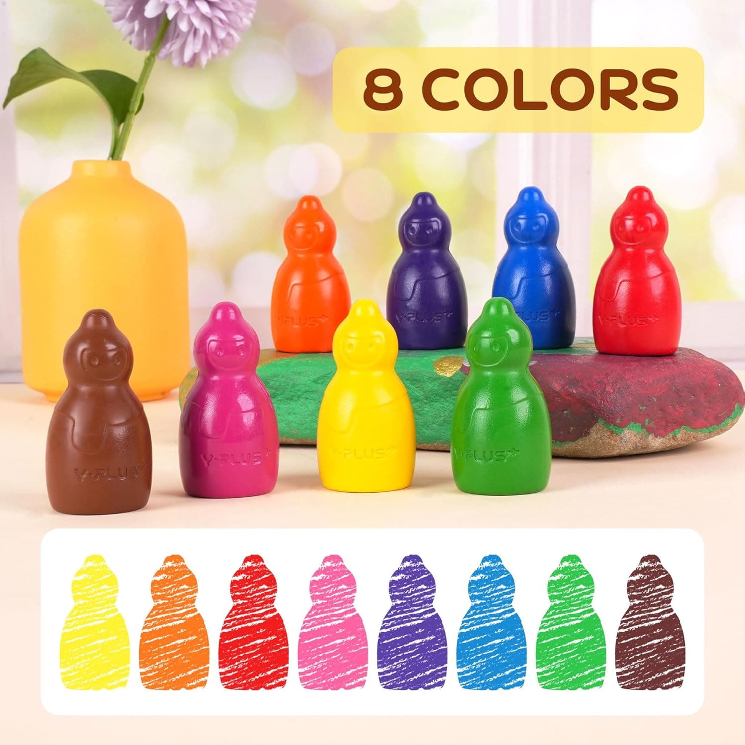 YPLUS Jumbo Crayons for Toddlers - 8 Colors Non-Toxic Washable thumbnail 3