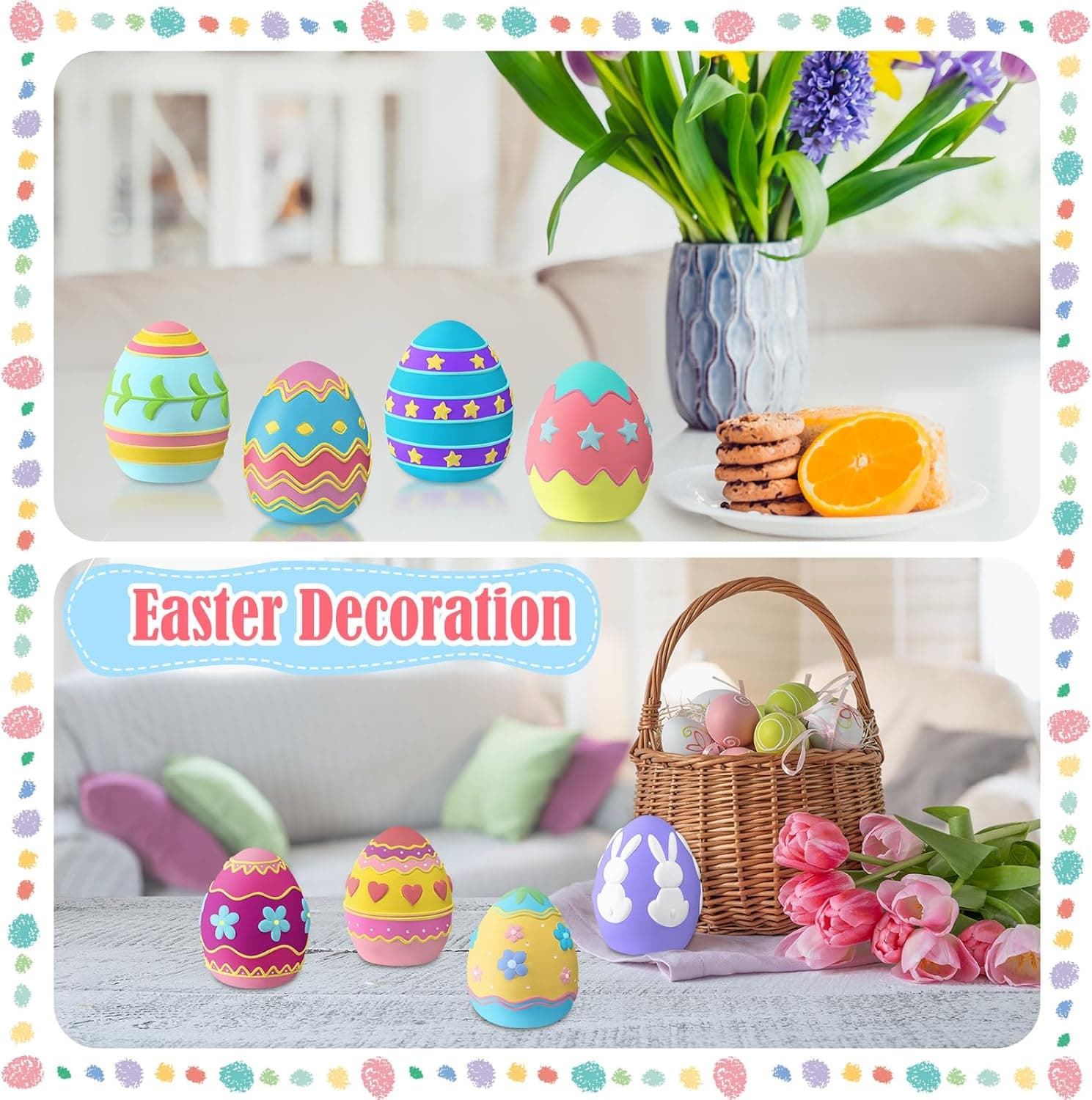 Foilswirl 8 Set Ceramic Easter Egg DIY Painting Kit Graffiti Art Crafts Spring Paint Your Own Easter Party Ceramic Egg Statues Bags Plaster Brushes Acrylic Paints Party Favor for Adults (Classic) : Arts, Crafts &amp; Sewing thumbnail 5