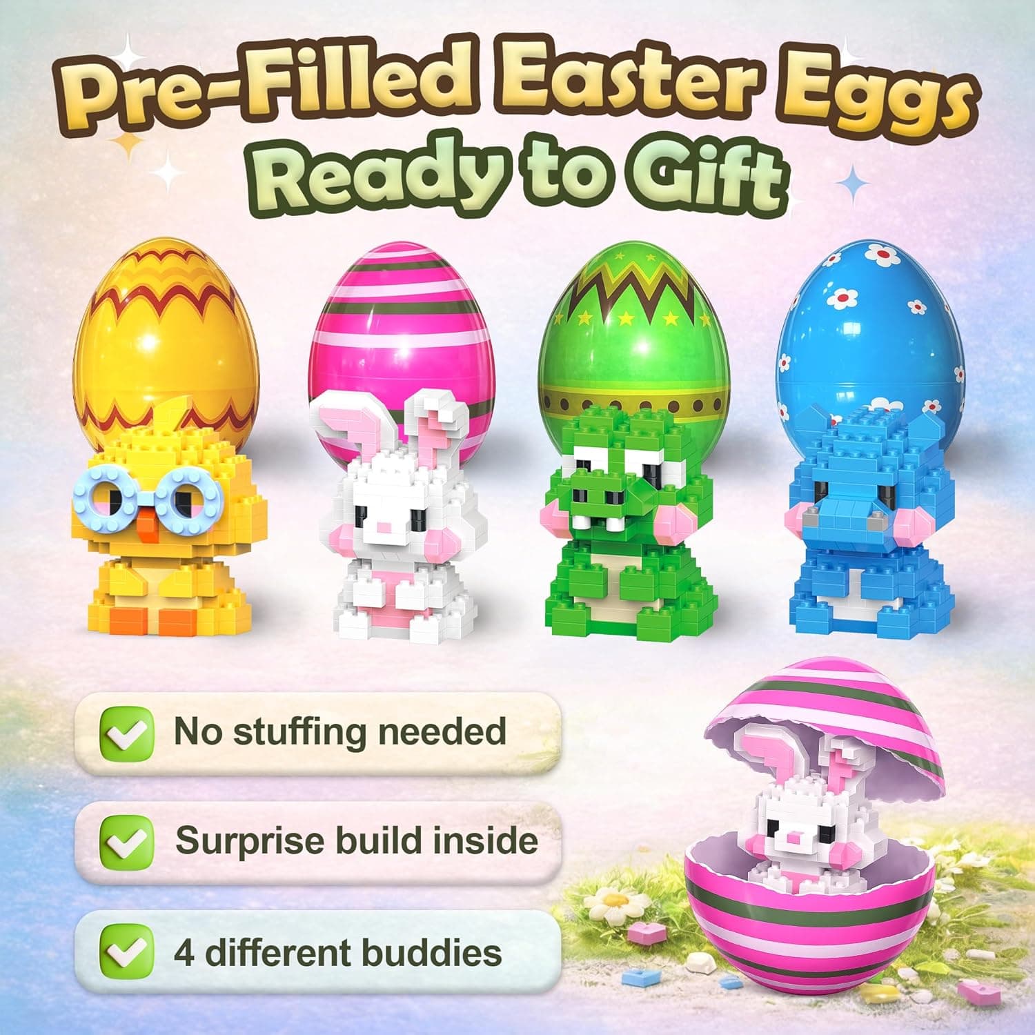 Rubypop Prefilled Easter Eggs with 646PCS Min Micro Animal Building Blocks Toy Set, Bunny Easter Basket Stuffers Gifts for Kids Teen Girls Boys : Toys &amp; Games thumbnail 2