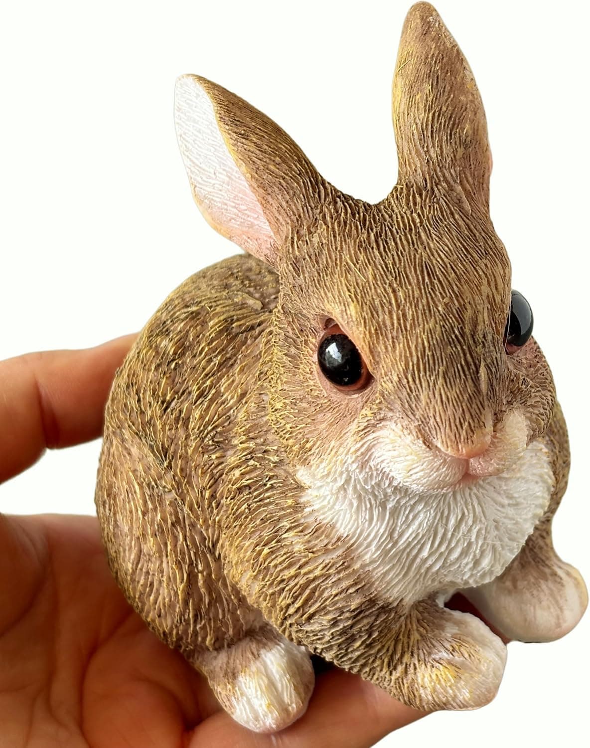 Basuo-9Q Garden Decor Resin Rabbit Statues, Easter Bunny Figurines, Outdoor Indoor Spring Decorative Animal Sculptures Photo Props Tabletop Centerpiece (Brown&amp;White) : Home &amp; Kitchen thumbnail 3