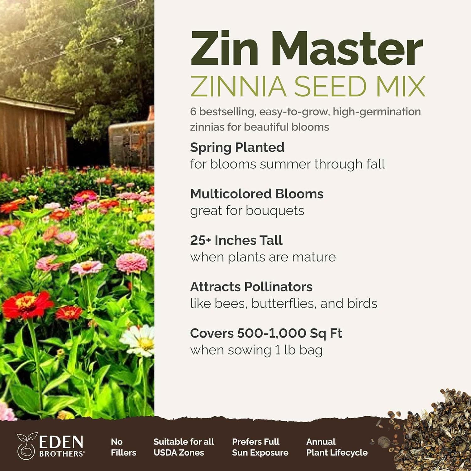 Eden Brothers Zin Master Flower Mixed Seeds for Planting thumbnail 3