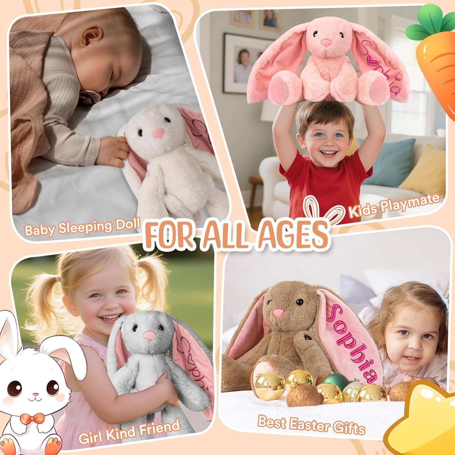 Personalized Bunny Plush with Embroidered Name thumbnail 3