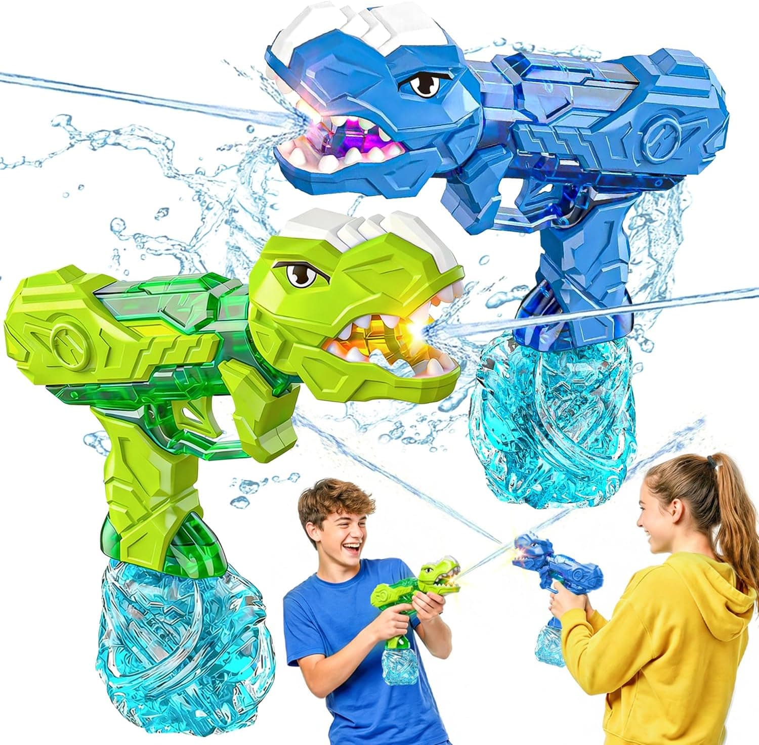 OMKSIH 2-Pack Electric Water Guns - Blue & Green Dinosaur Theme — Easter Gifts gift idea