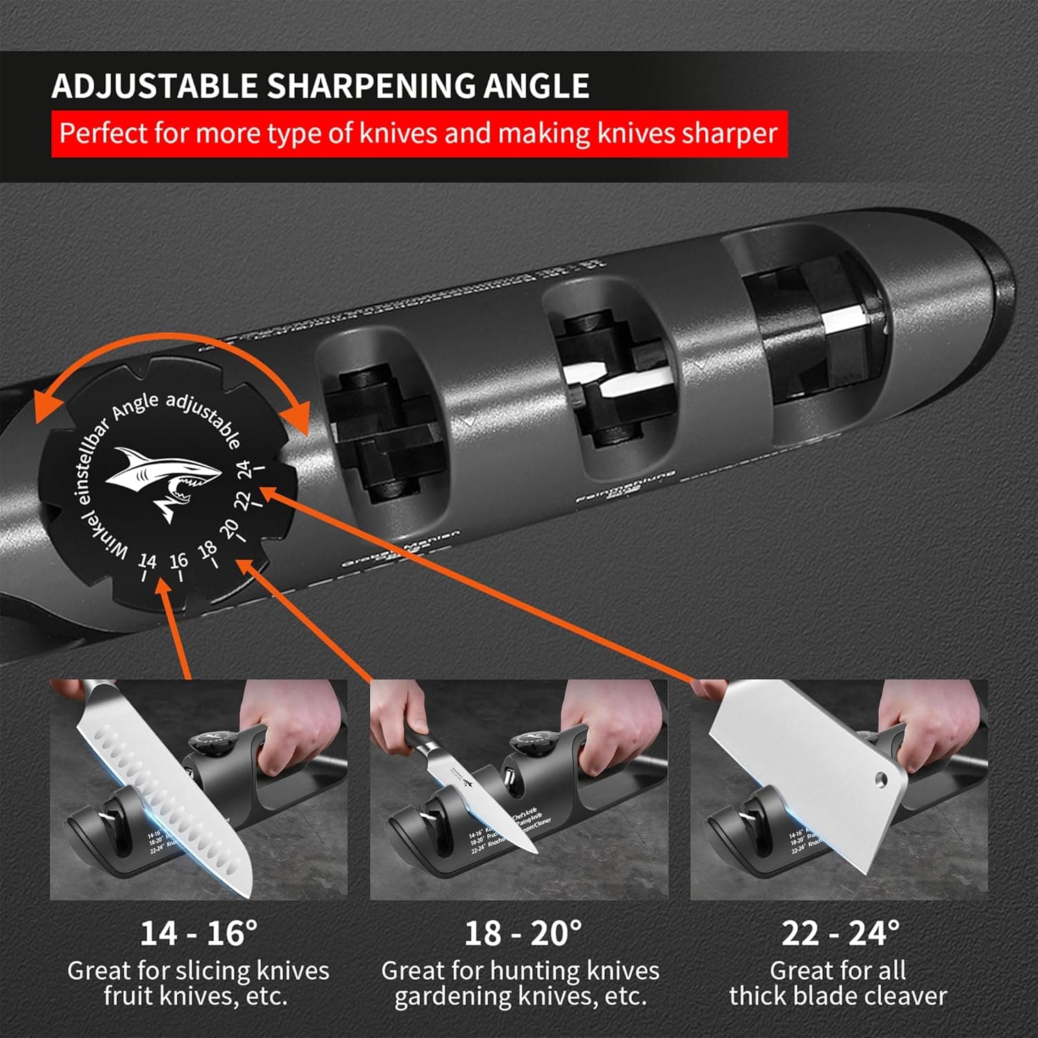 MAD SHARK Handheld Knife Sharpener with Adjustable Angles thumbnail 2