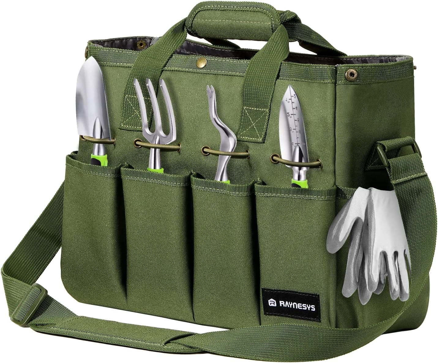 Raynesys Garden Tote Bag, Gardening Tool Bag Organizer with Pockets &amp; Handle, 900D Heavy Duty Garden Storage Bag with Long Adjustable Shoulder Strap for Tools, Green : Tools &amp; Home Improvement — Spring Gift Ideas gift idea