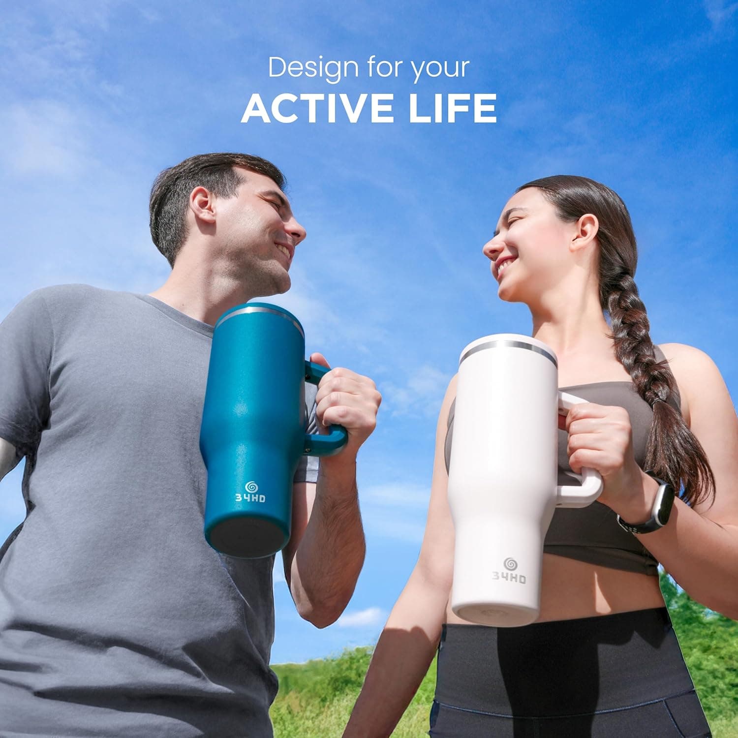 34HD 40 oz Stainless Steel Tumbler with Handle and Magnetic Lid thumbnail 5