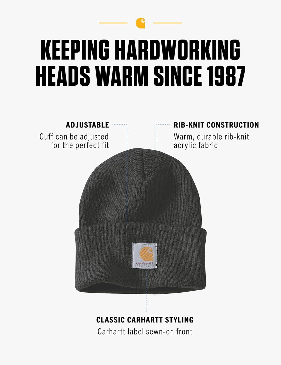 Carhartt Mens Knit Cuffed Beanie Hat, Black, One Size US at Amazon Men’s Clothing store: Cold Weather Hats thumbnail 2
