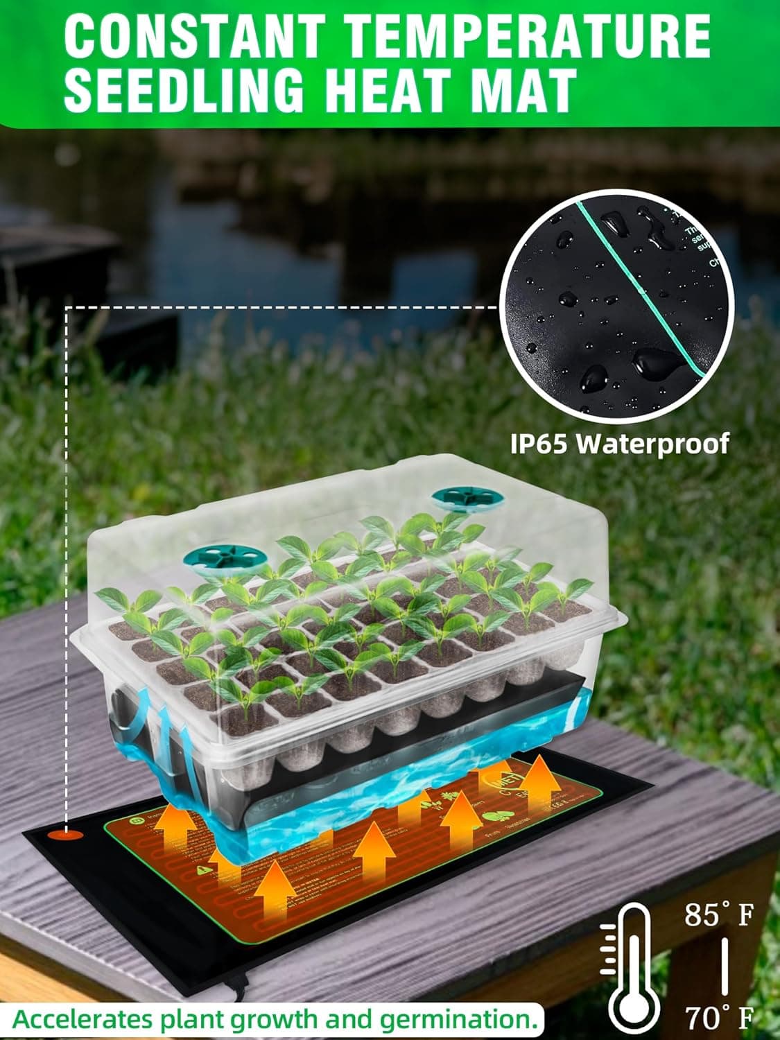 Hugbow Self-Watering Seed Starter Tray with Grow Light and Heat Mat, 80-Cell Plant Starter Trays Seed Starter Kit, Seed Starter Tray for Seed Starting, Plant Germination &amp; Seedling Growing, 2 Pack : Patio, Lawn &amp; Garden thumbnail 5