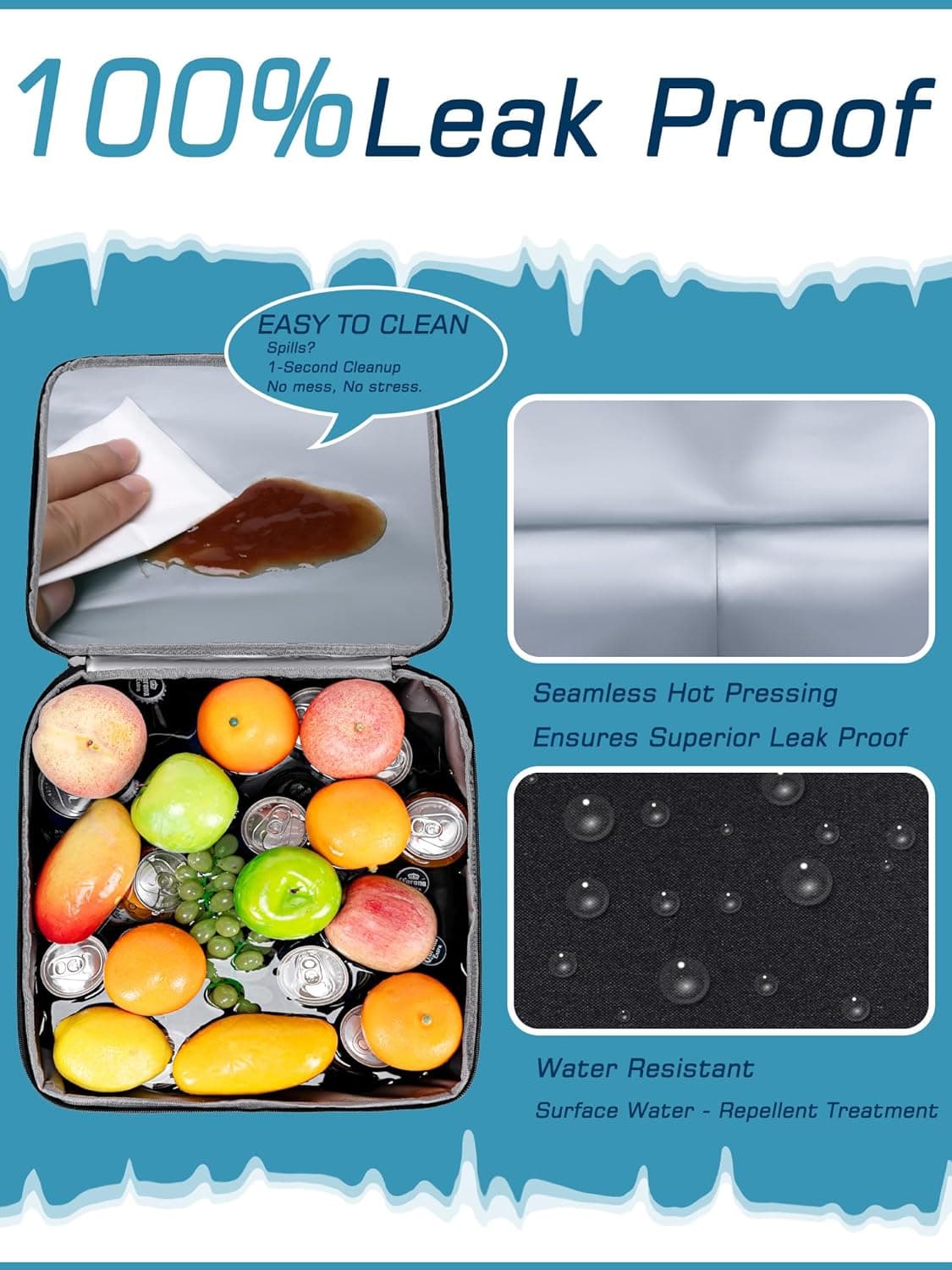 Insulated Soft Cooler Bag - 50 Can Capacity, Light Grey thumbnail 3