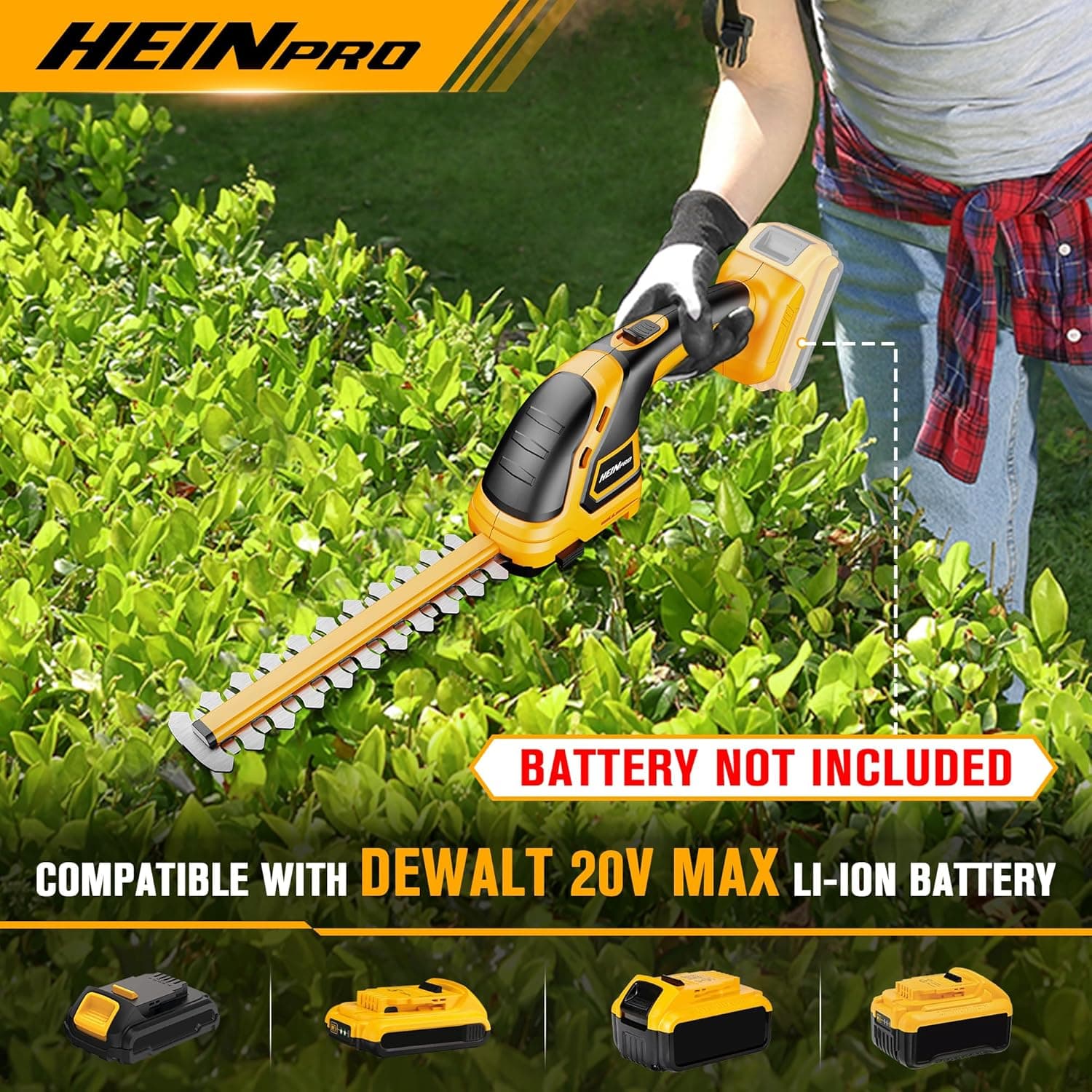 HEINPRO Hedge Trimmer Cordless Compatible with DEWALT 20V MAX Battery (No Battery), Electric Hedge Trimmer Cordless Grass Trimmer, Bush Trimmer Grass Shears Handheld for Yard, Garden, Lawn : Patio, Lawn &amp; Garden thumbnail 2