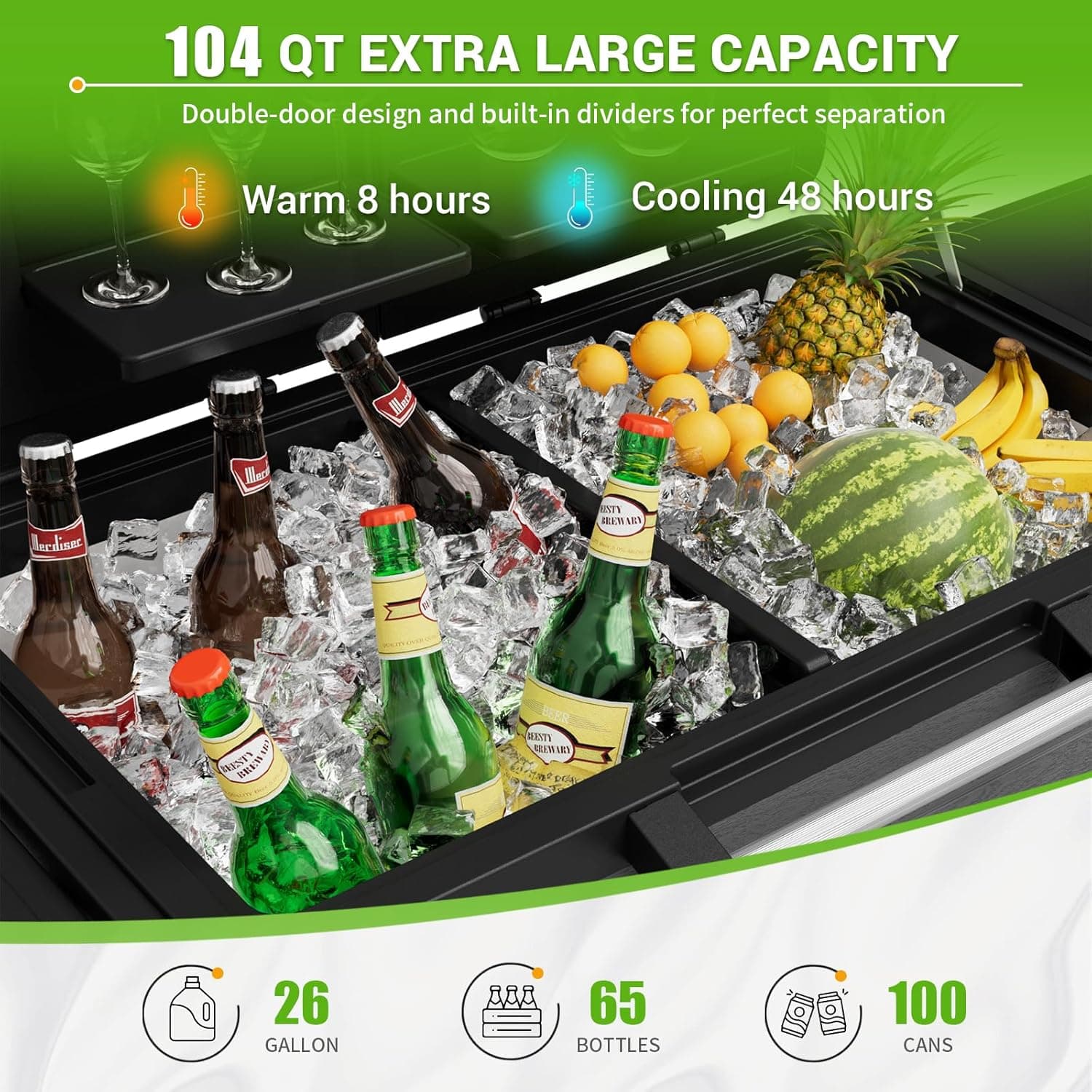 104 Quart Rolling Ice Chest with Wheels thumbnail 2