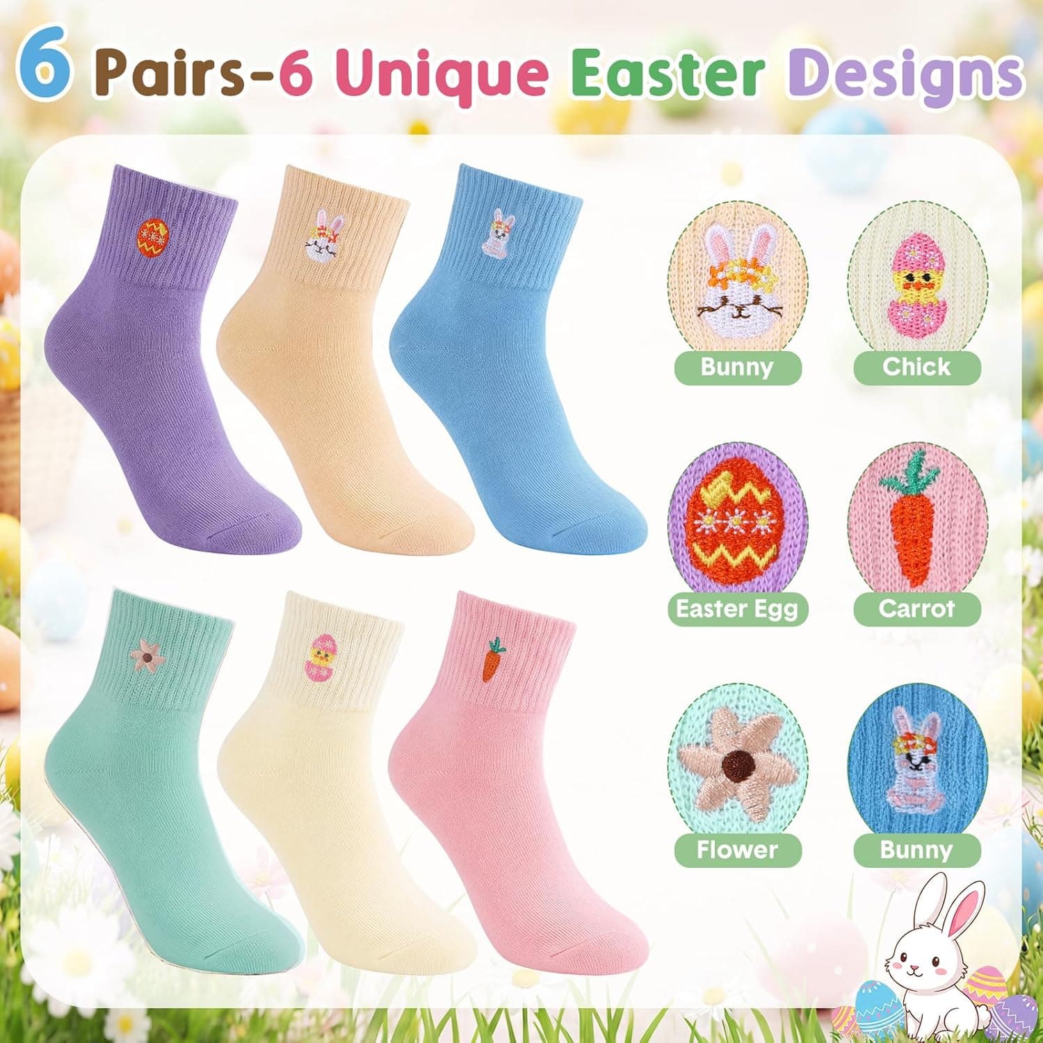 Mepase 6 Pairs Easter Socks for Women thumbnail 4