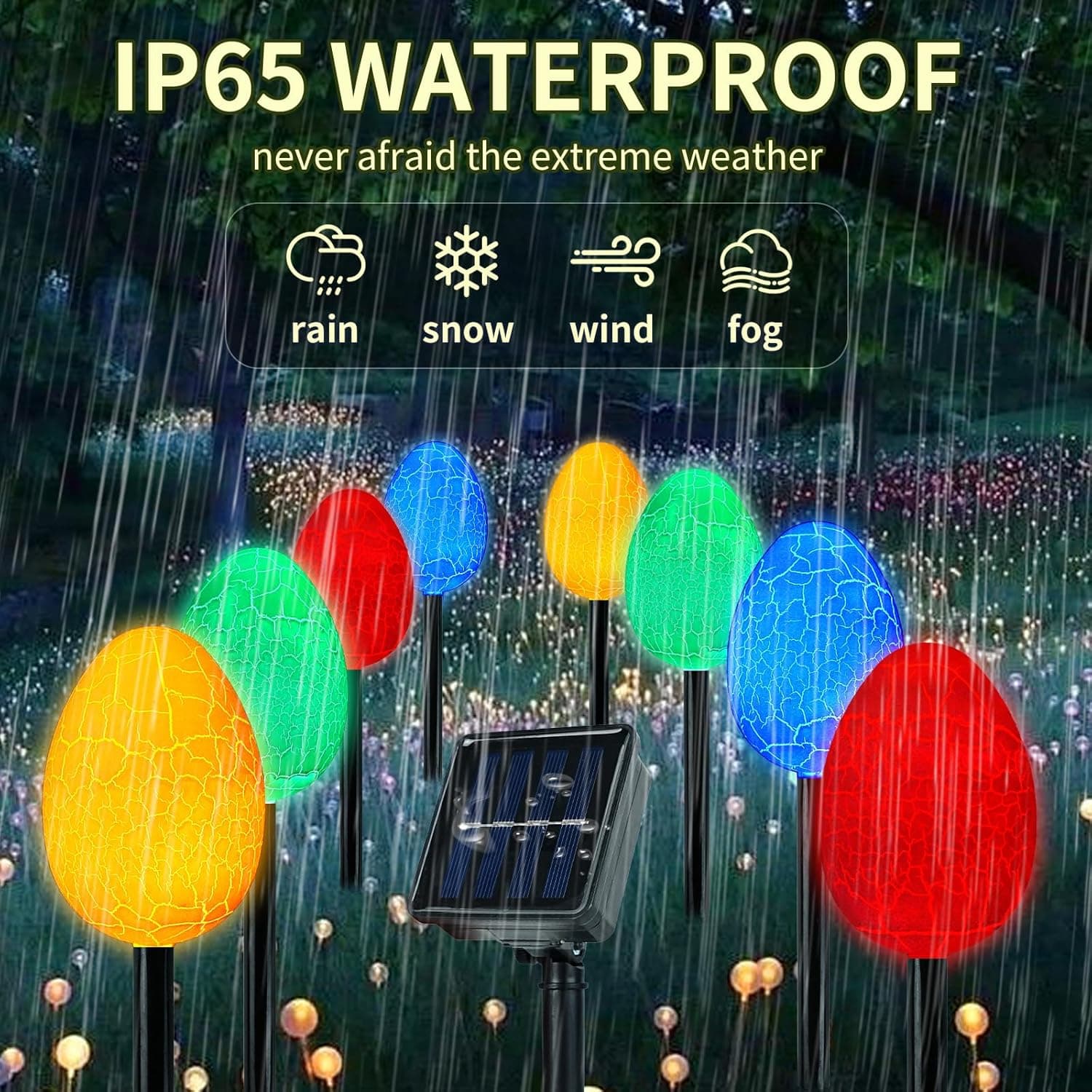 BouQuw 2 Pack Solar Easter Egg Lights with 8 Modes thumbnail 5