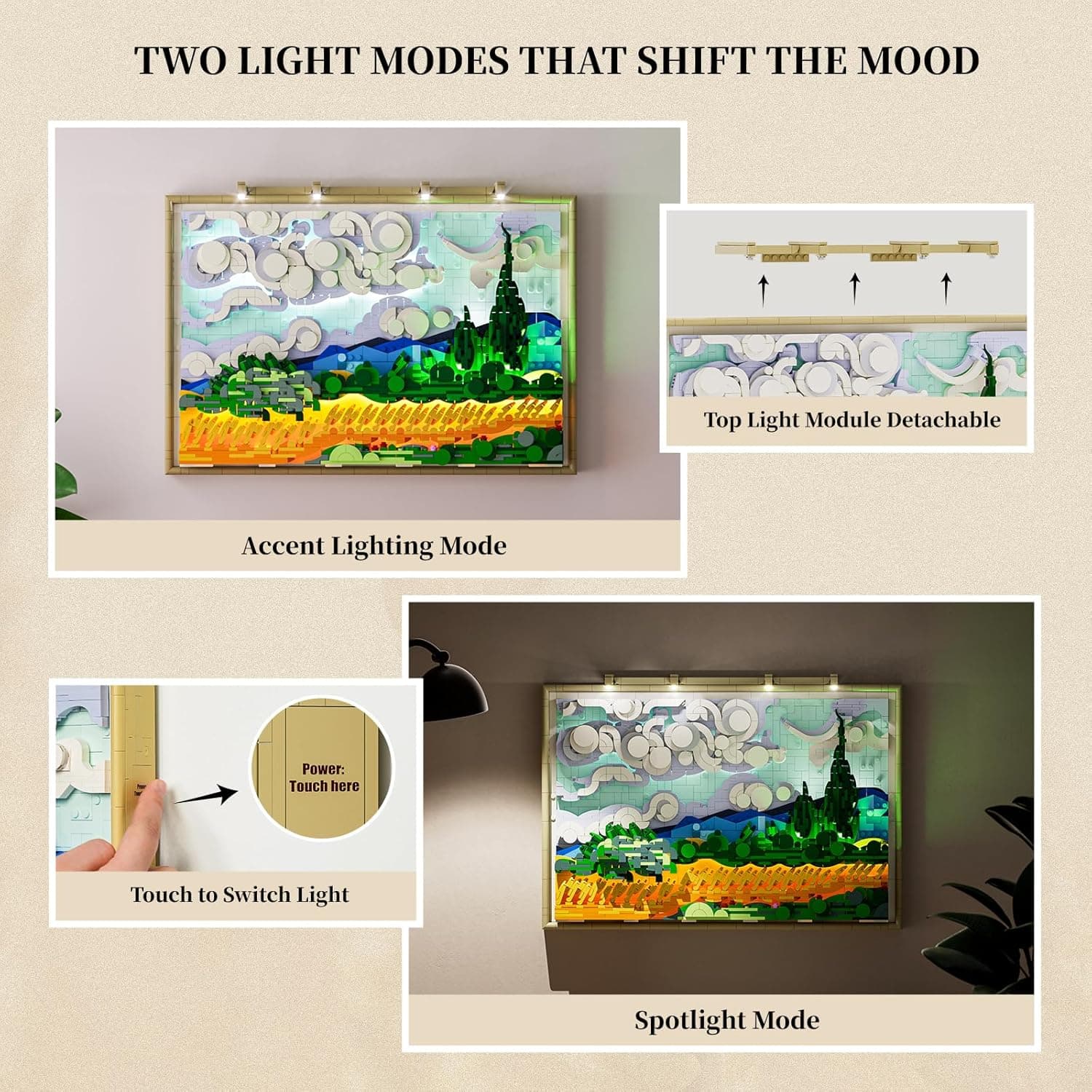 Lumibricks Wheat Field with Cypresses Building Blocks Set with Lights thumbnail 4