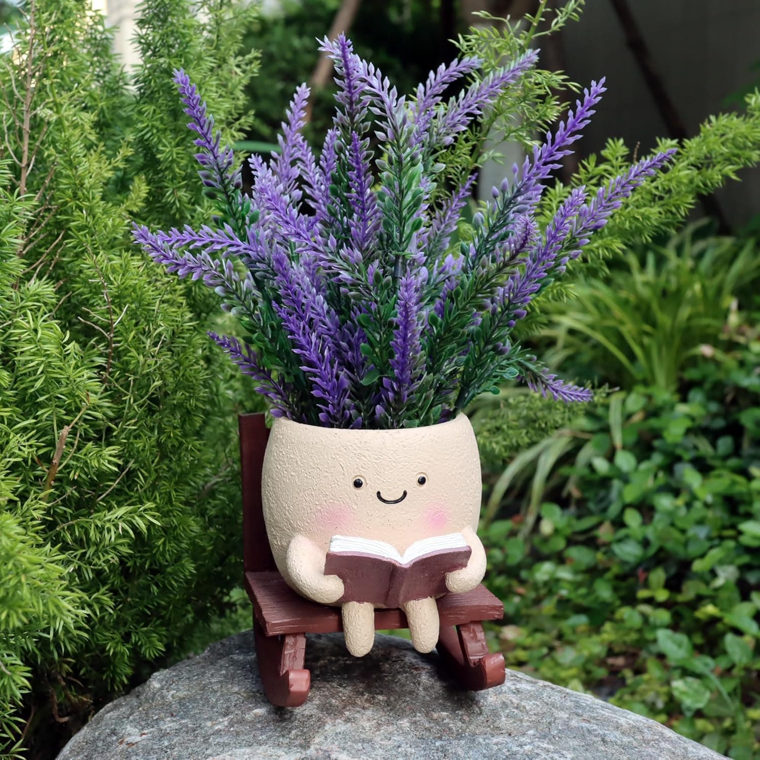 Cute Face Planters with Rocking Chair Design thumbnail 2